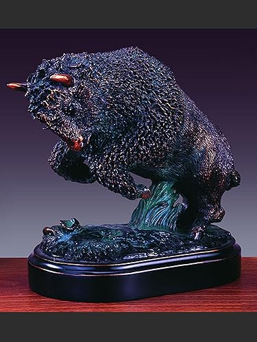 Miniatura 2 de Esculturas de resina chapada en bronce, escultura de búfalo que talla la estatua, 7 x 4 x 6.5 pulgadas