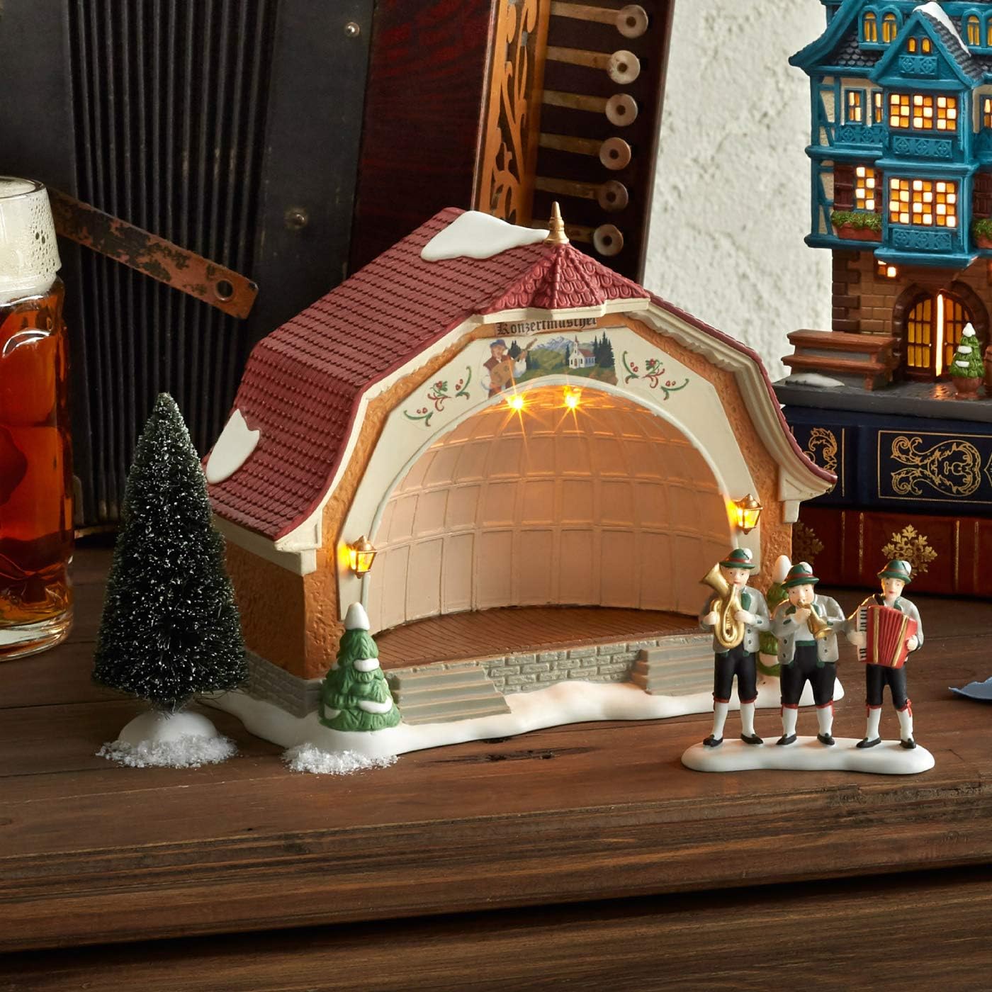 Up To 60% OFF Department 56 Alpine Village Bavarian Concert Hall Musical Lit Building and Accessory Set, 6.7 Inch, Multicolor
