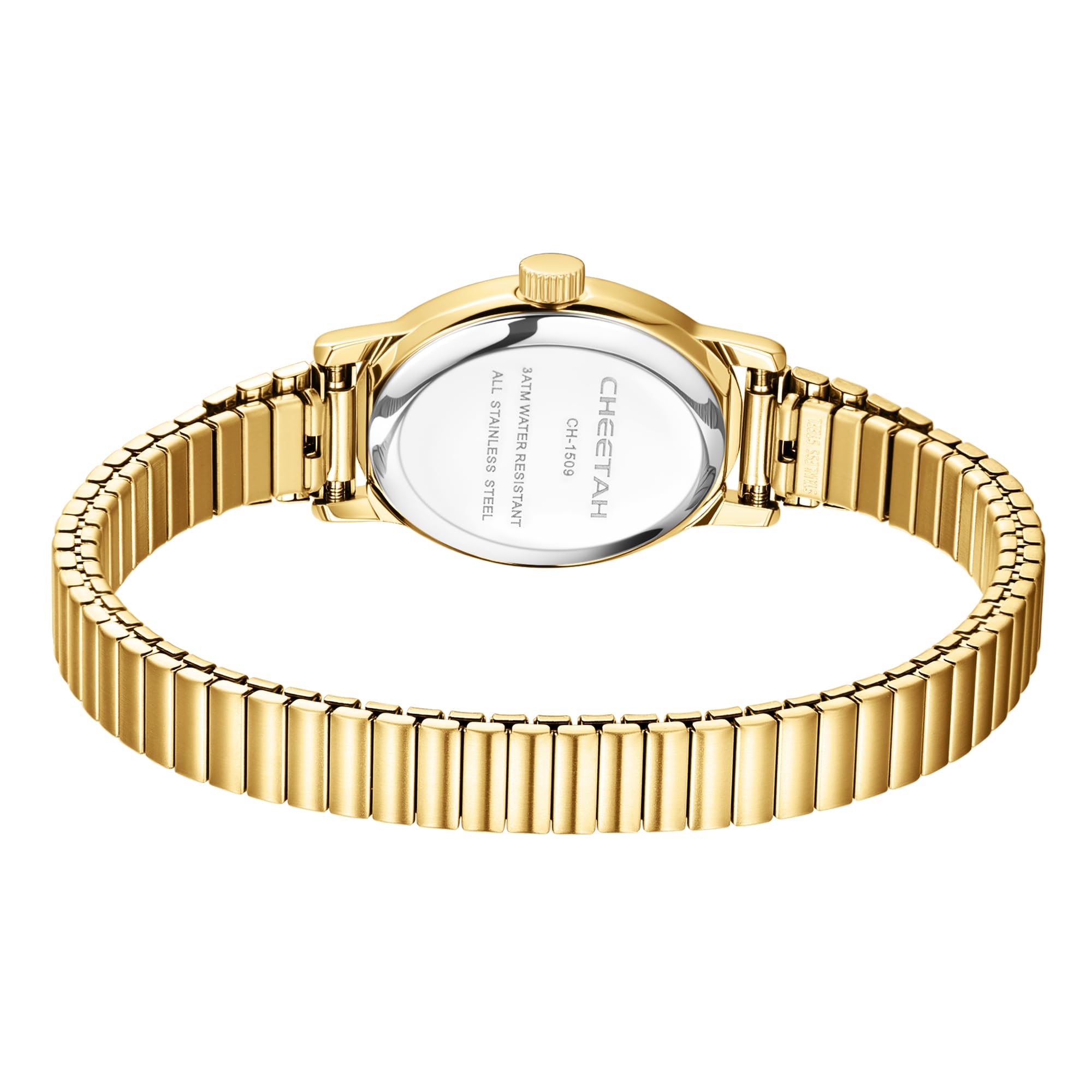 Cheetah Elegante goldene Damenuhr mit Quarz: wasserdichte Uhr mit verstellbarem Edelstahlarmband und schlichtem Zifferblatt mit römischen Ziffern