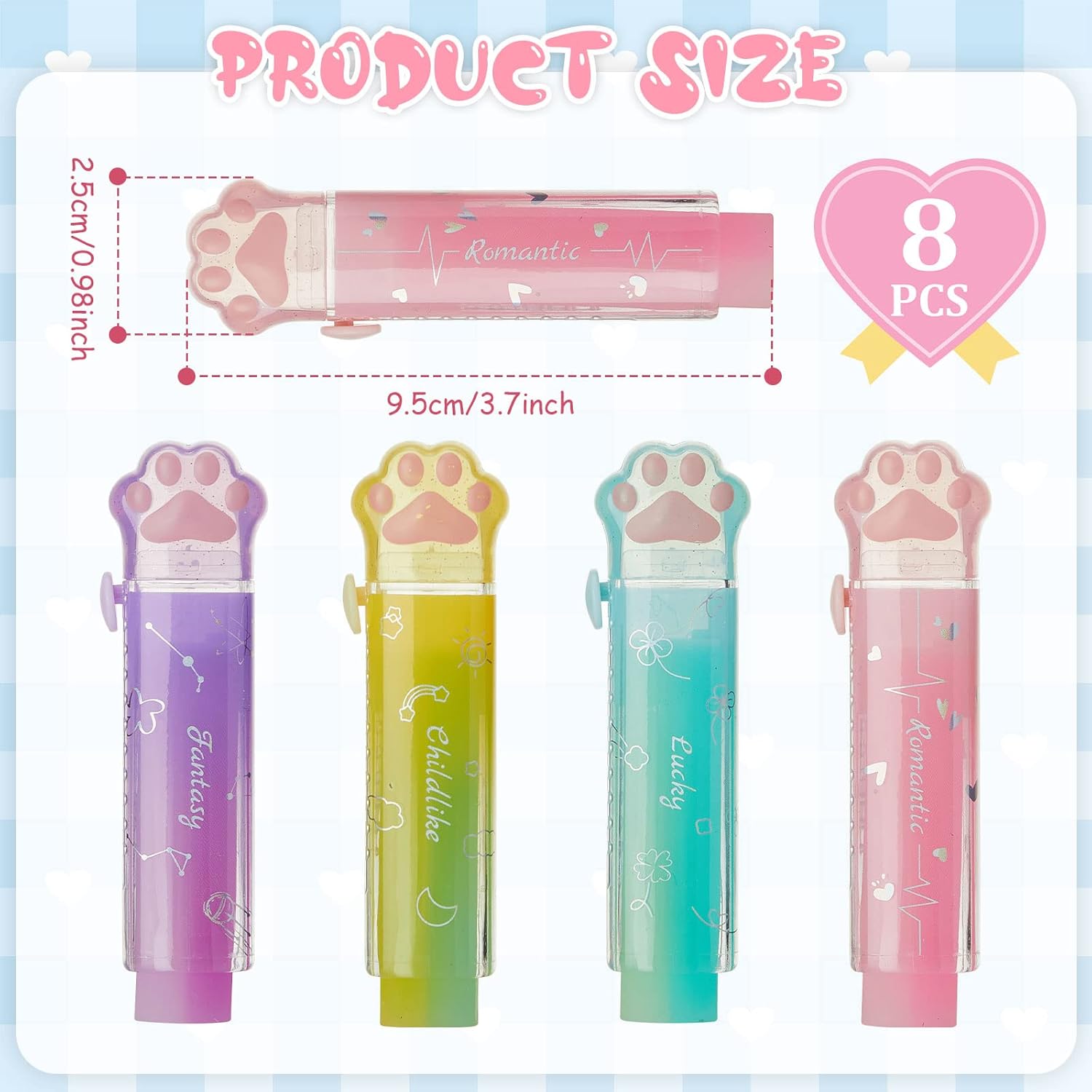 8 Pcs Cat Paw Shaped Cute Erasers Push Pull Design Retractable Erasers Pastel Aesthetic Erasers Pencil Kawaii Eraser Cute Rubber for Kids Students School Office Stationery (Purple, Pink, White, Peach) : Office Products