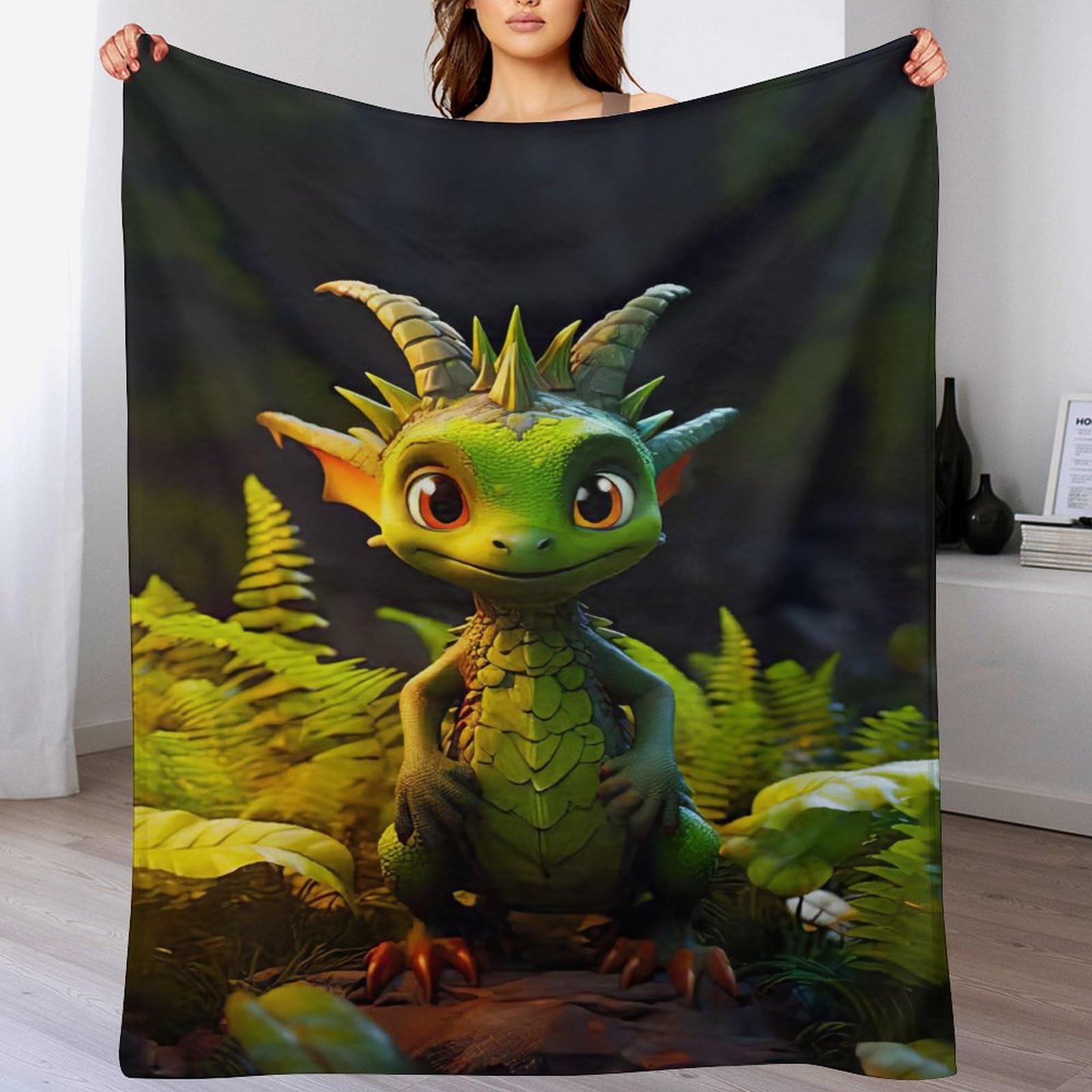 Couverture en flanelle Dragon Polaire 150x200cm plaid doux pour lit et canapé