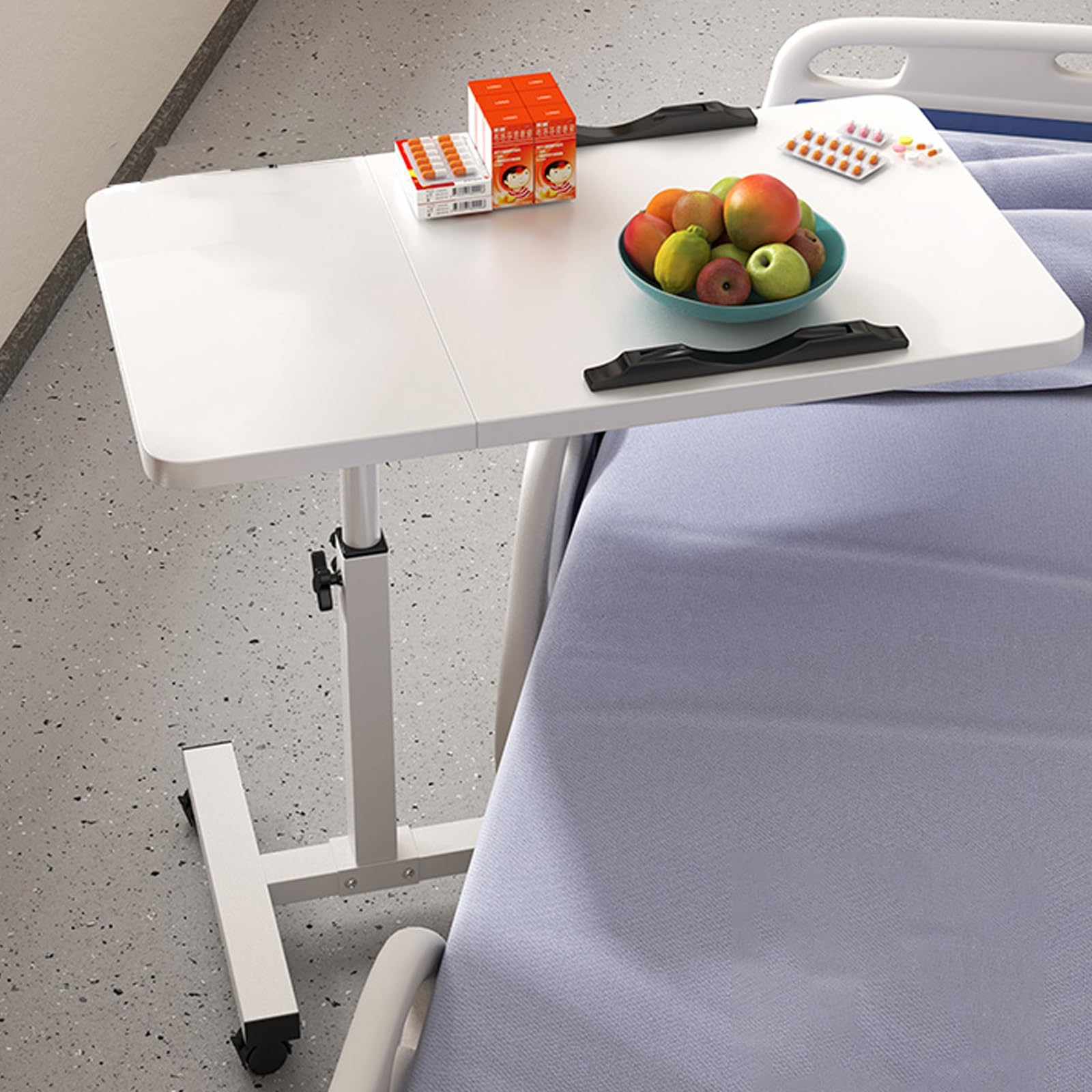 Tavolino Da Letto Con Ruote, Tavolo Da Comodino Regolabile In Altezza Per Uso Medico, Carrello Per Computer Rimovibile Con Pannello Inclinabile, Adatto A Piccoli Spazi, Scrivania Di Scrittura Pieghevo