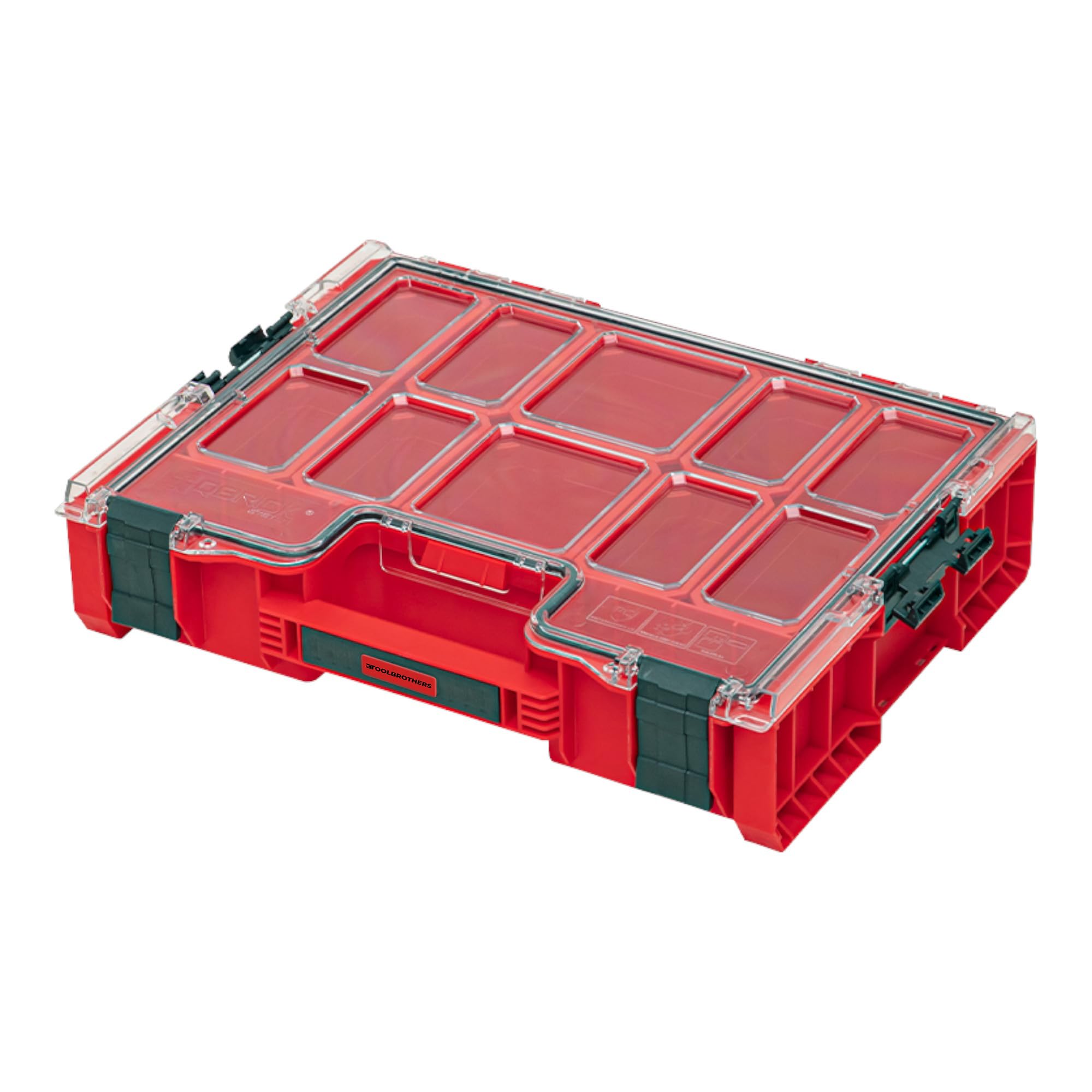 Toolbrothers RHINO PRO Organizer 300 RED ULTRA HD, impilabile, 452 x 358 x 110 mm, 9 l, IP54 con 8 inserti