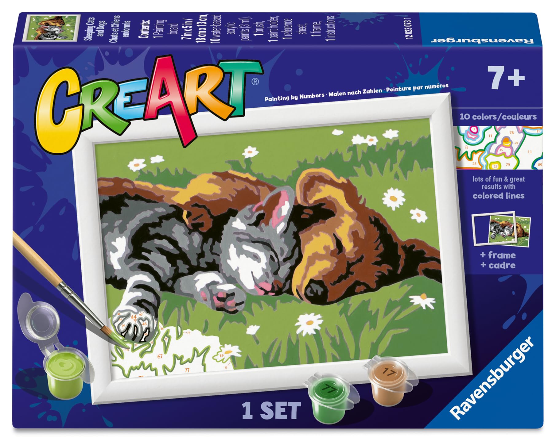 CreArt Sleeping Cat and Dog Paint by Numbers Kit for Kids - 12023073 - Painting Arts and…