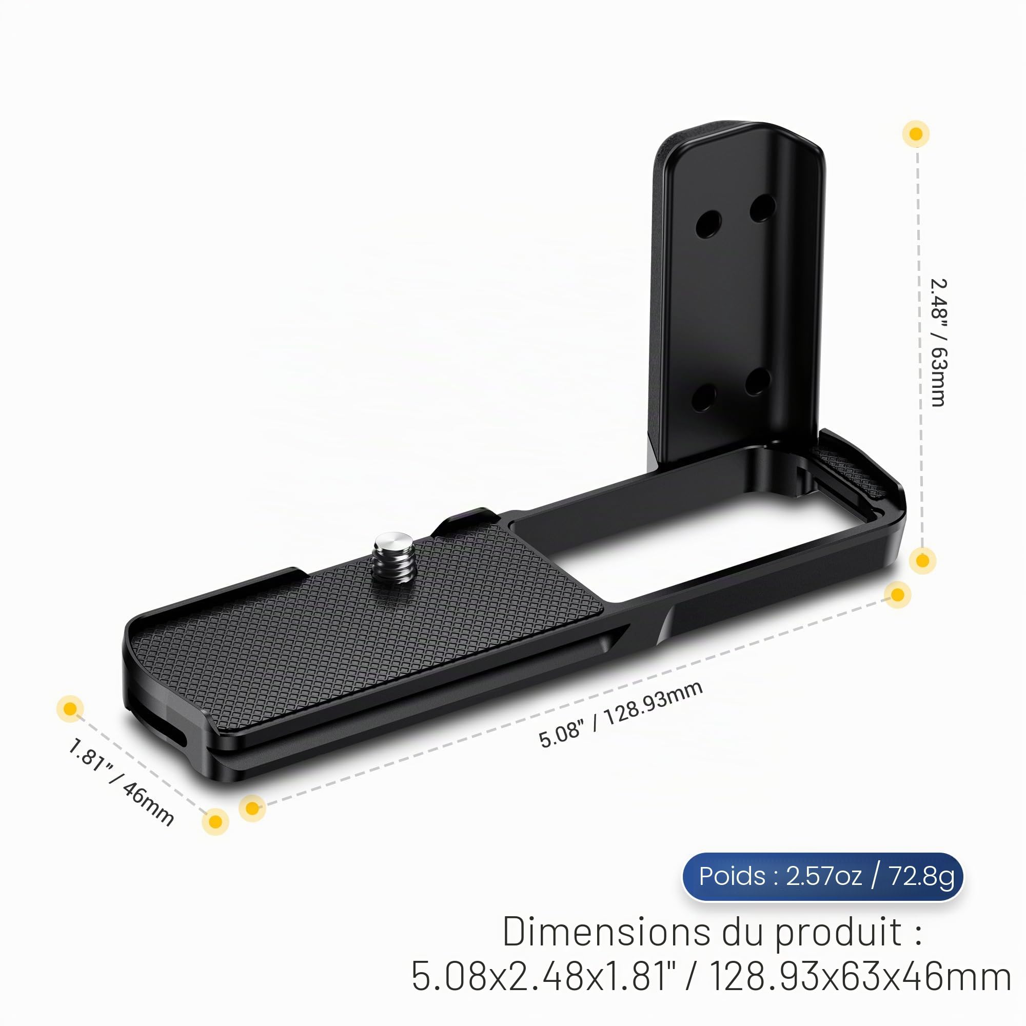 JJC Poignée en métal pour appareil photo Panasonic Lumix S9, poignée S9 avec plaque à dégagement rapide Arca en alliage d'aluminium, support en L antidérapant, poignée en silicone améliorée, noir