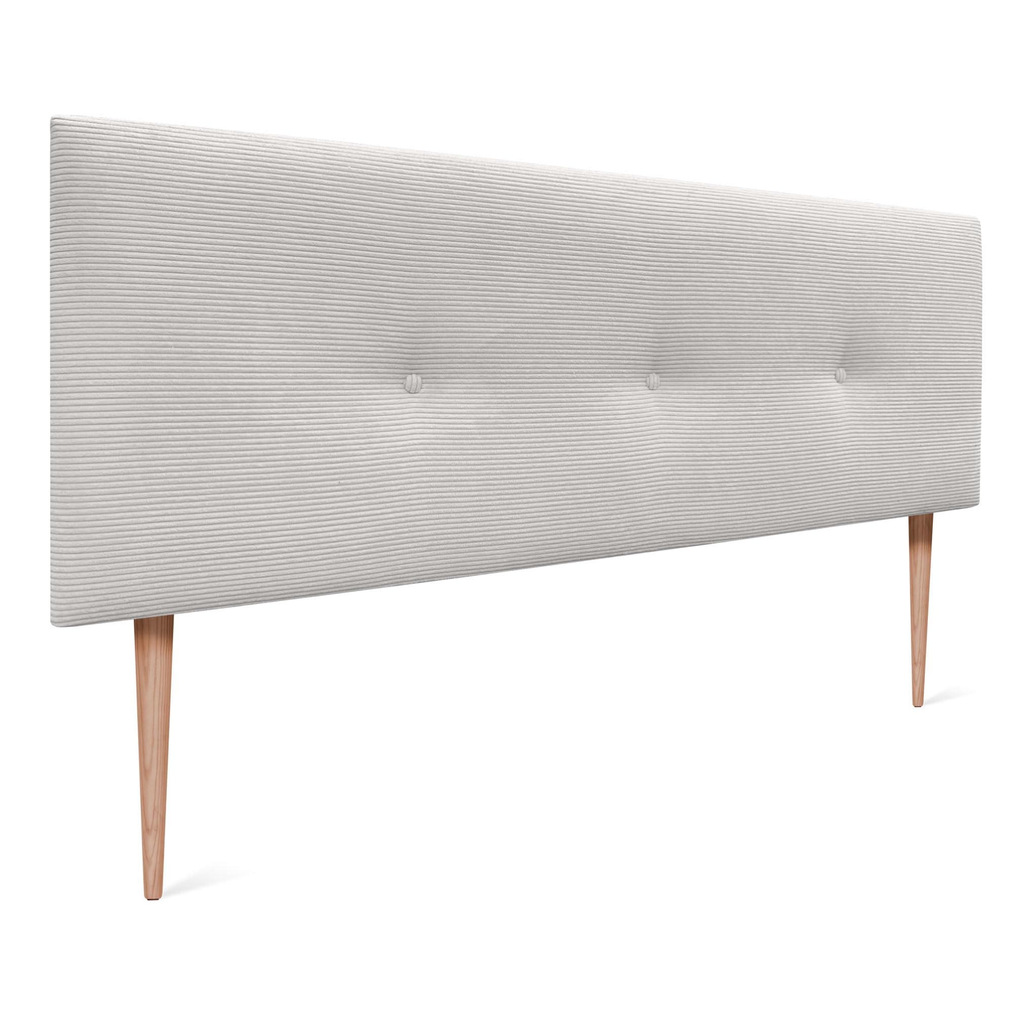 DHOME Tête de Lit en Velours cótele Unie avec Boutons et Pieds Haut de Gamme Moderne Tête de Lit Capitonnée Lit de Luxe Chambre Rembourrée (Blanc OS, 160cm)