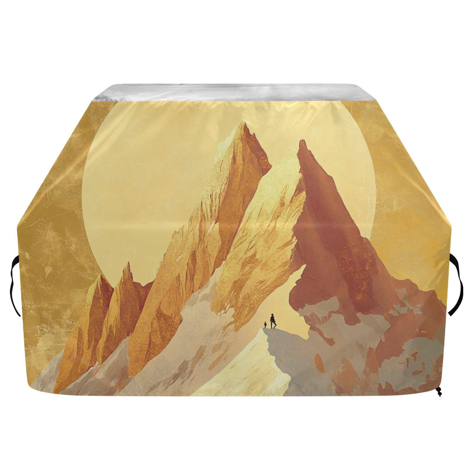 Sunshine Golden Mountain Art pokrowiec na grill gazowy, 150 cm, wodoodporne, wytrzymałe, odporne na blaknięcie i promieniowanie UV, z regulowanym sznurkiem, na kurz i wiatr