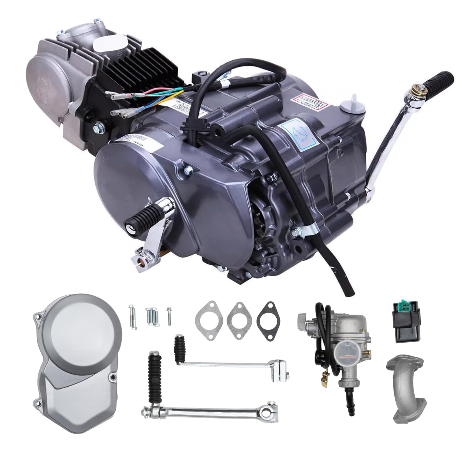 Moteur 125cc pour Dirt Bike Pitbike Cross 4 temps - Moteur à 4 vitesses 1-N-2-3-4 à faible consommation de carburant avec démarreur à pédale, moteur refroidi par air pour Dirt Bike CRF50 XR50 CRF70