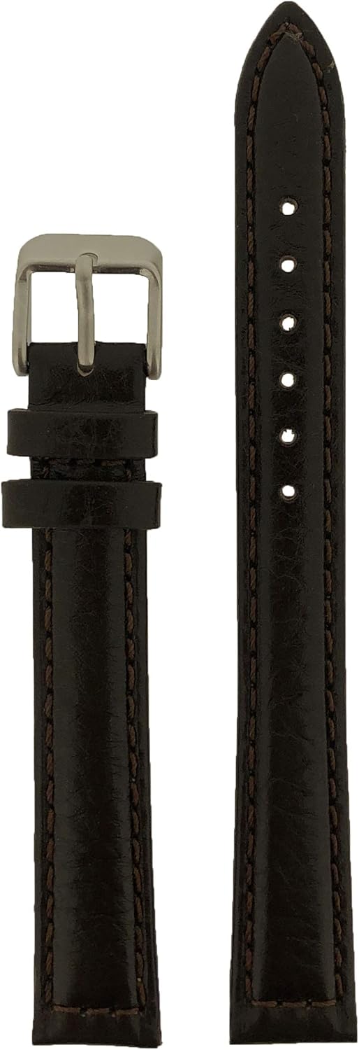 Extra Long Watch Band Leather Dark Brown Padded 16