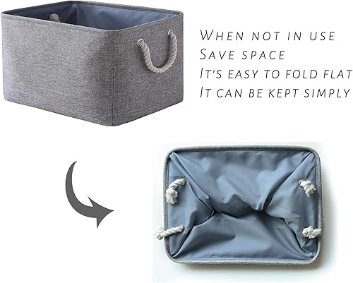 Miniatura 5 de Cesta de organización y almacenamiento para organizar, paquete de 4 contenedores plegables grandes de 16 x 12 x 8 pulgadas para estantes, cubos de