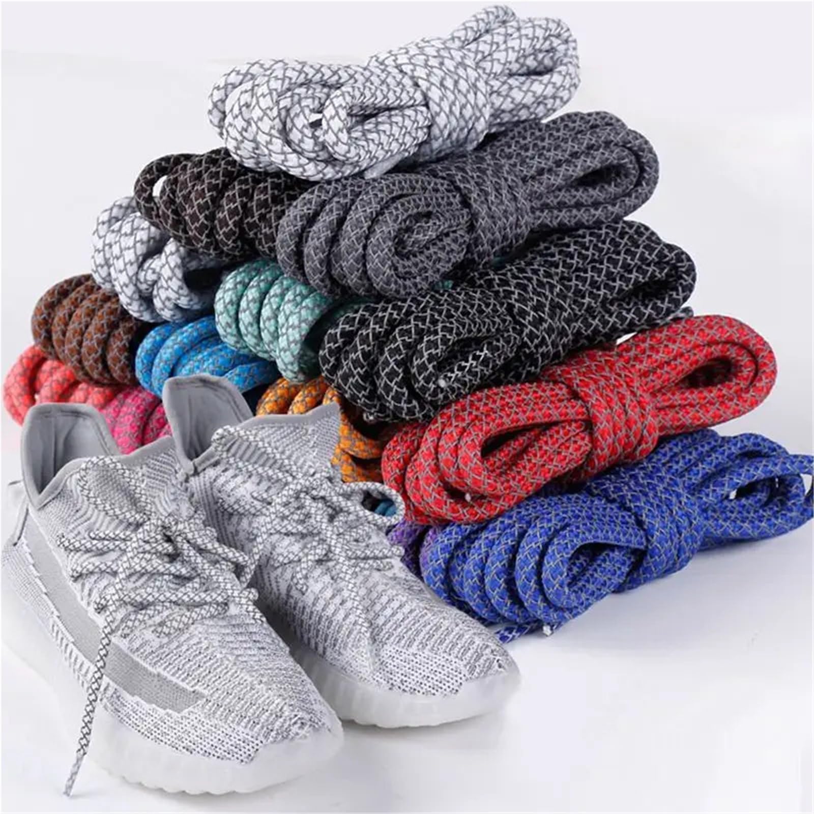 5 pares de cordones redondos reflectantes for zapatillas deportivas Para Zapatillas Deportivas