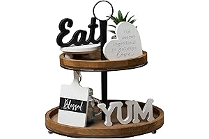 Tiered Tray Decor Items - Charming Black and White Farmhouse Kitchen Decor
