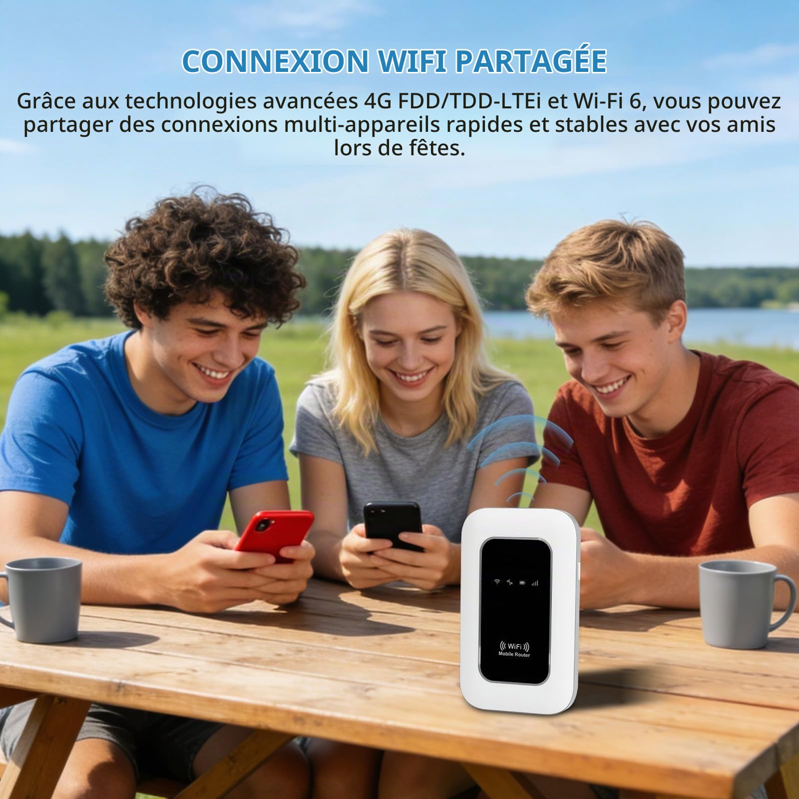 Routeur 5G Portable,WiFi 6 avec Slot SIM Déverrouillé – Modem 5G Carte SIM, Internet Mobile Haut Débit 5G/4G+, Jusqu’à 26 Appareils, Idéal Voyage & Télétravail