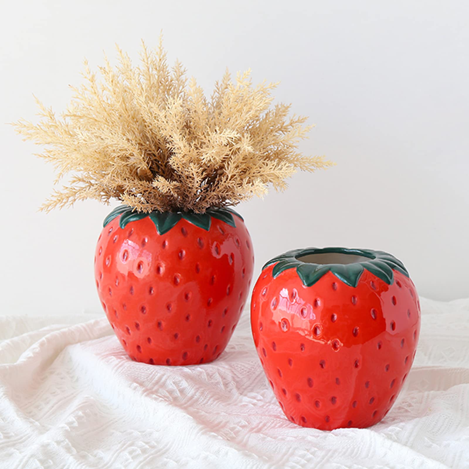Amazon.com: Strawberry Ceramic Vase, Cute Strawberry Flower Vase