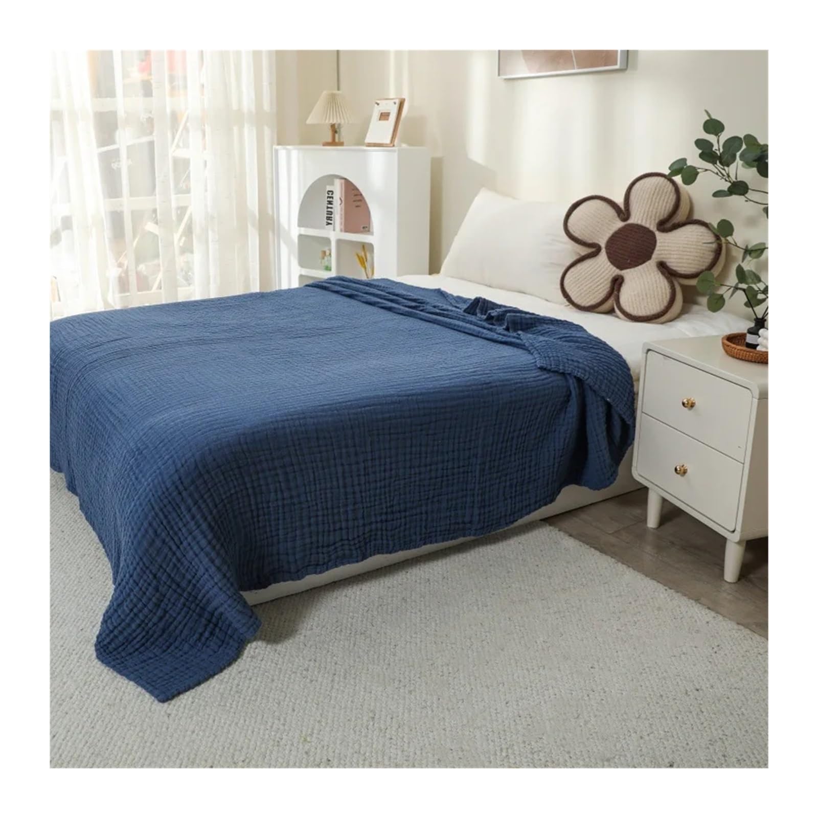 HKSDKABOP Cotton Muslin Throw Blanket 6-Layer Multicolor Multiple Sizes(Color5,130x150cm)
