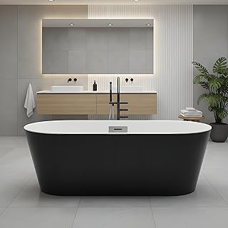 Freestanding Bathtub – Acrylic Extra Large Soaking Bathtub, 67 Inch Mode...