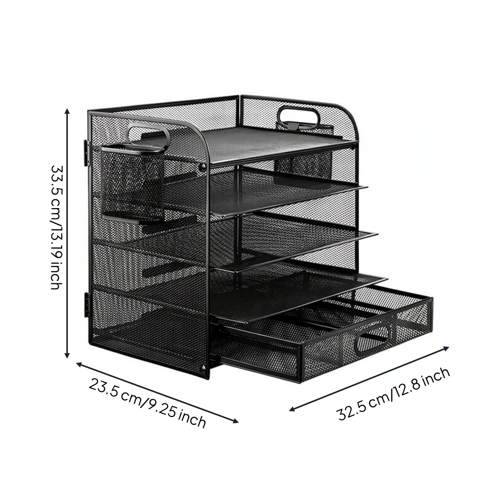 Milageto Organizador Oficina Varios Niveles | Diseño que Ahorra Espacio, Organizador Archivos Escritorio con Cajón Extraíble, Ventilado, para Estudio