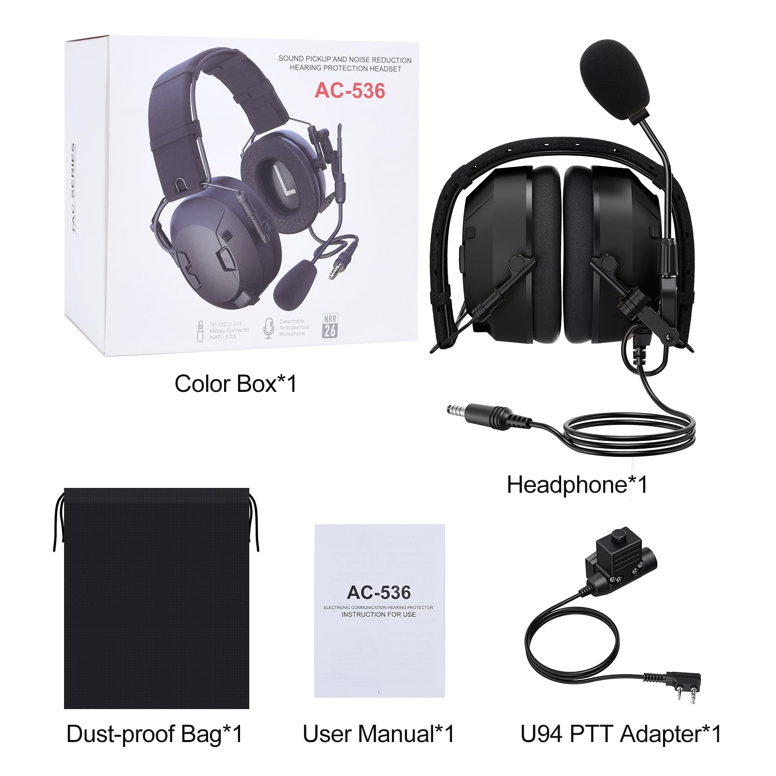 Walkie-Talkie-Elektronik-Ohrenschützer, Comms PTT Gehörschutz, Geräuschreduzierung, bequemes Headset, Funkkommunikation, Kopfhörer für Airsoft, Schießen, Paintball, MilSim, UTV-Starter für UV5R