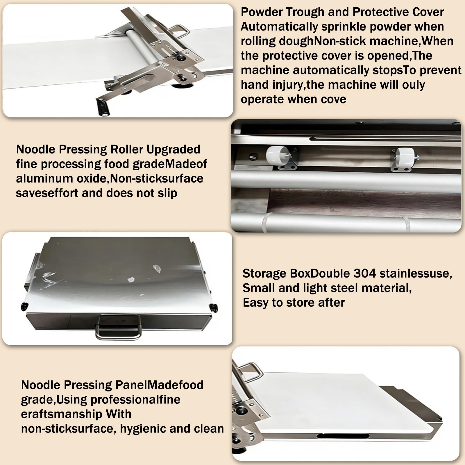 Tragbare, Faltbare Teigausrollmaschine mit Einstellbarer Teigstärke | Von 0–25 mm, Professionelle Teigausrollmaschine für Croissants und Pizzabäckereien(A300)