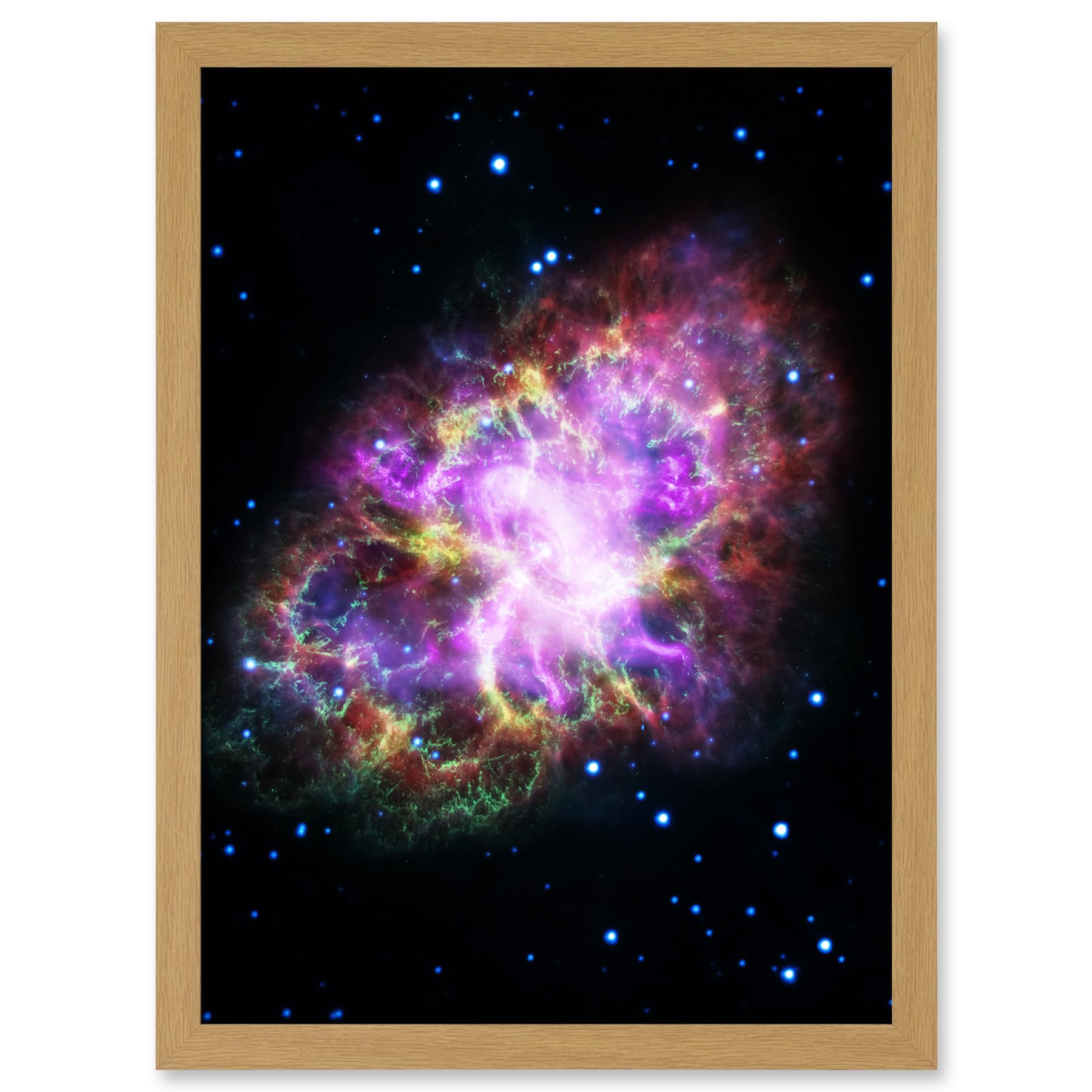 Artery8 Hubble Space Telescope Image Multiwavelength Crab Nebula Detailed Composite From VLA Spitzer Hubble XMM-Newton And Chandra X-Ray Observatory Artwork Framed A3 Wall Art Print