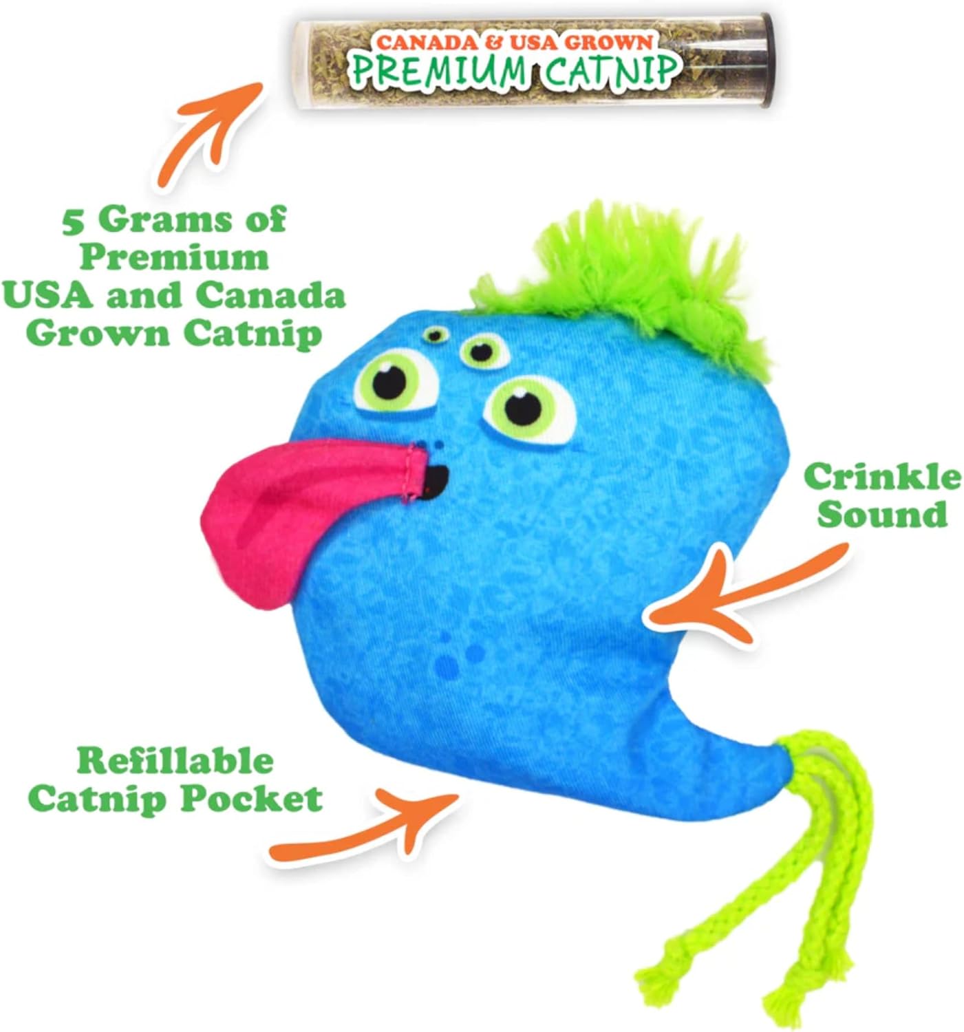 Meowijuana Refillable Cat Toys | Get Silly Trio - 3 Pack Catnip Toys | Includes Potent Hand Harvested Catnip Grown in North America | Promotes Play and Cat Health