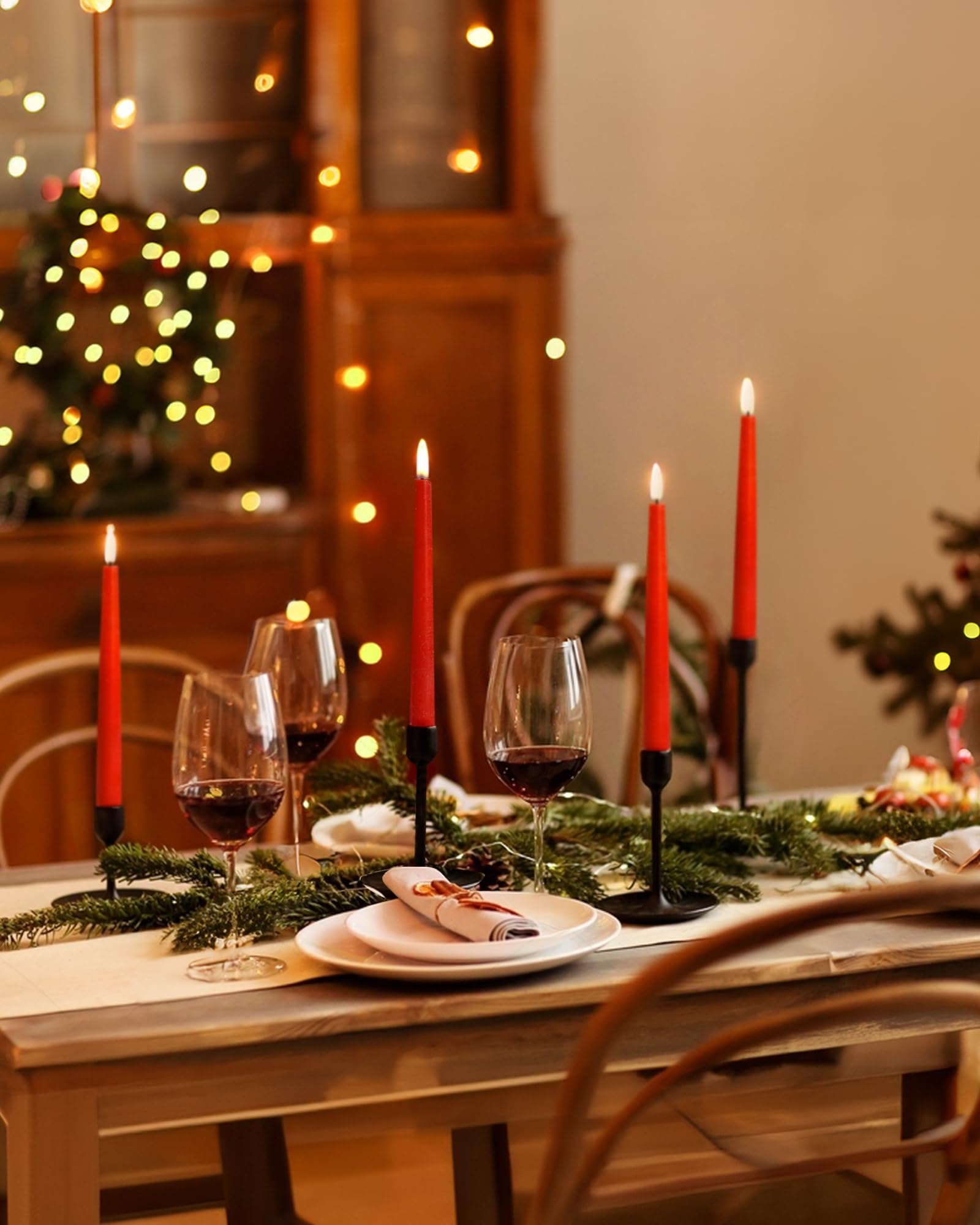 Stmarry Candele a LED in vera cera, senza fiamma, senza fiamma, con telecomando e timer, candele antigoccia a batteria, con fiamma tremolante 3D, set di 6