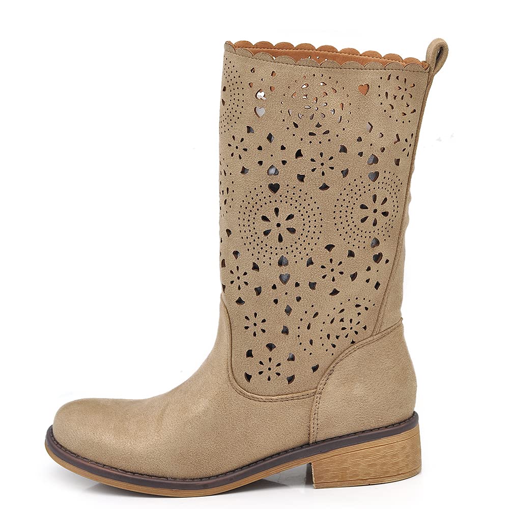IF Fashion - Botas de mujer para primavera y verano, perforadas en el pulpcido, con hebillas y anfibias, LY70-1 Size: