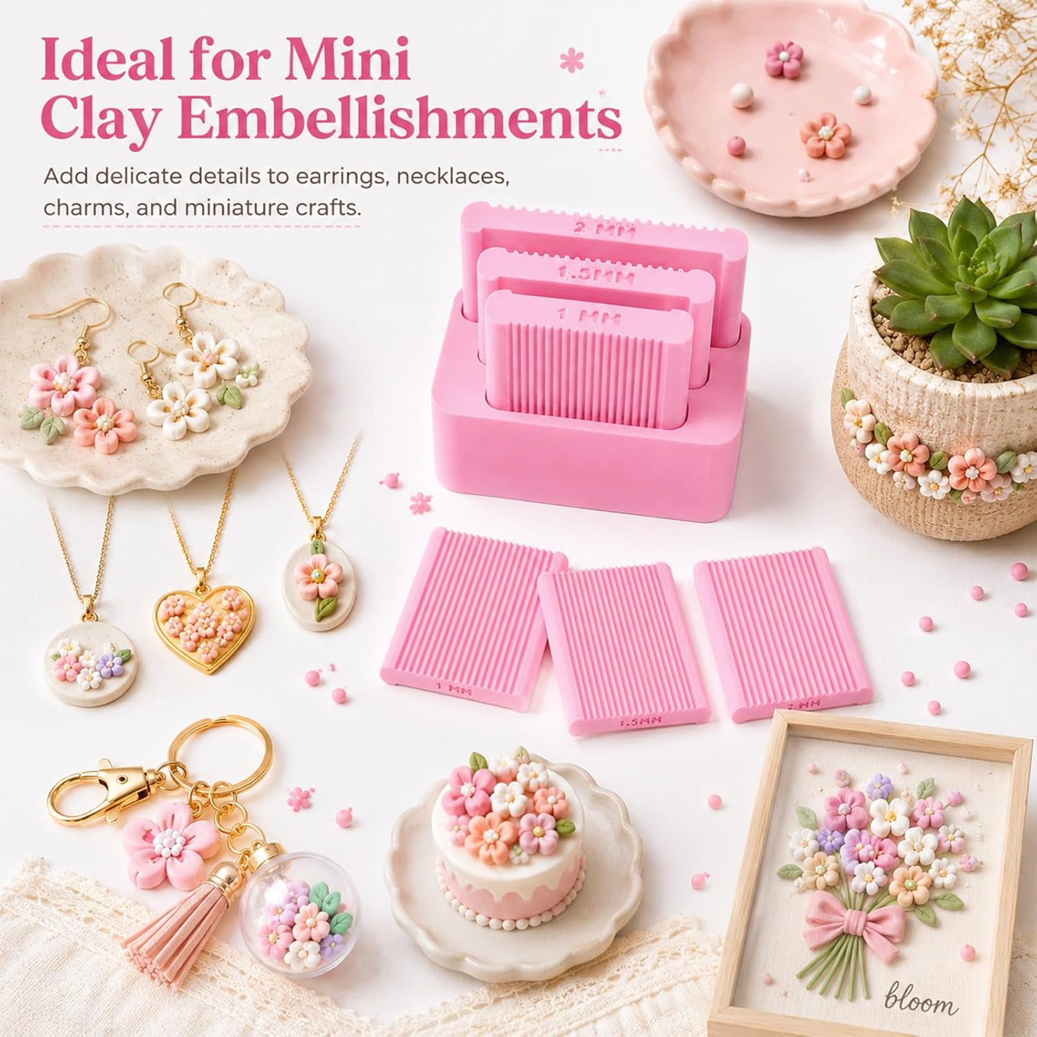 Mini Polymer Clay Bead Maker（1&1.5&2mm）, Clay Beads Roller Bead Shaping Tool Clay Molds for Jewelry Making DIY Bracelet Necklace Craft