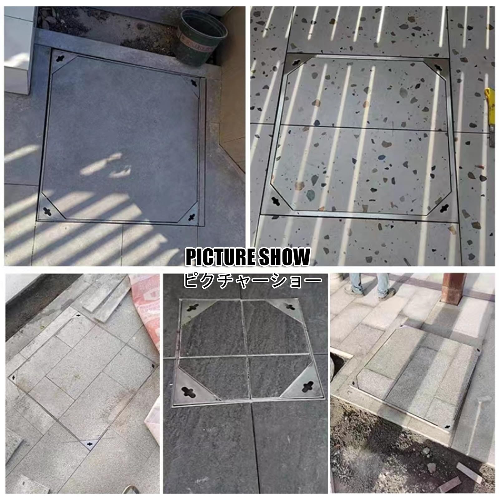 Coperchio per pozzetto di ispezione Invisibile in Acciaio Inox Personalizzabile, Resistente alle intemperie, Quadrato, per pozzetto di ispezione fognaria, Ideale per patii, giardin