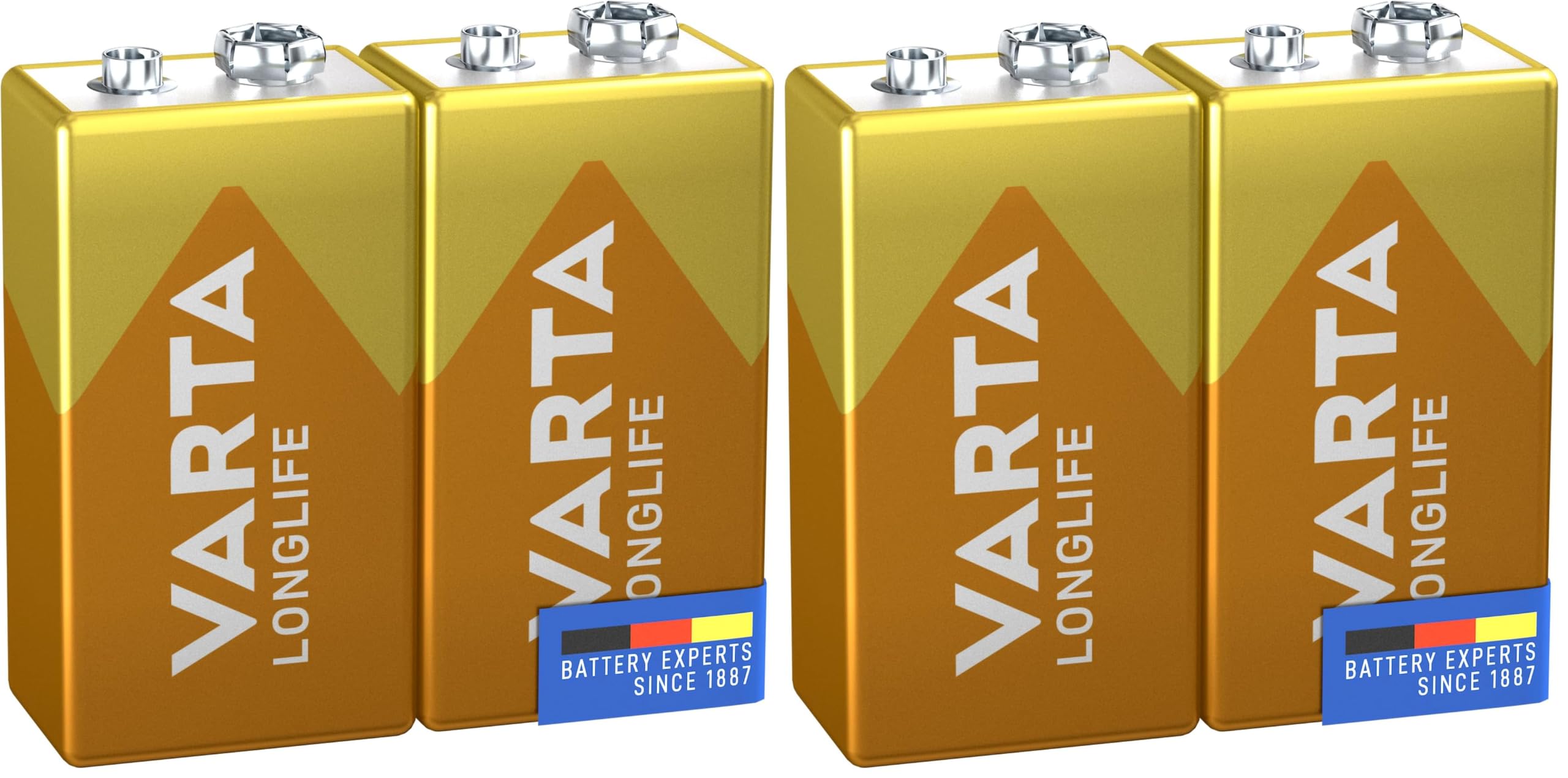 VARTA Batterien 9V Blockbatterie, 2 Stück, Longlife, Alkaline, Vorratspack, für Rauchmelder, Brand- & Feuermelder (Packung mit 2)