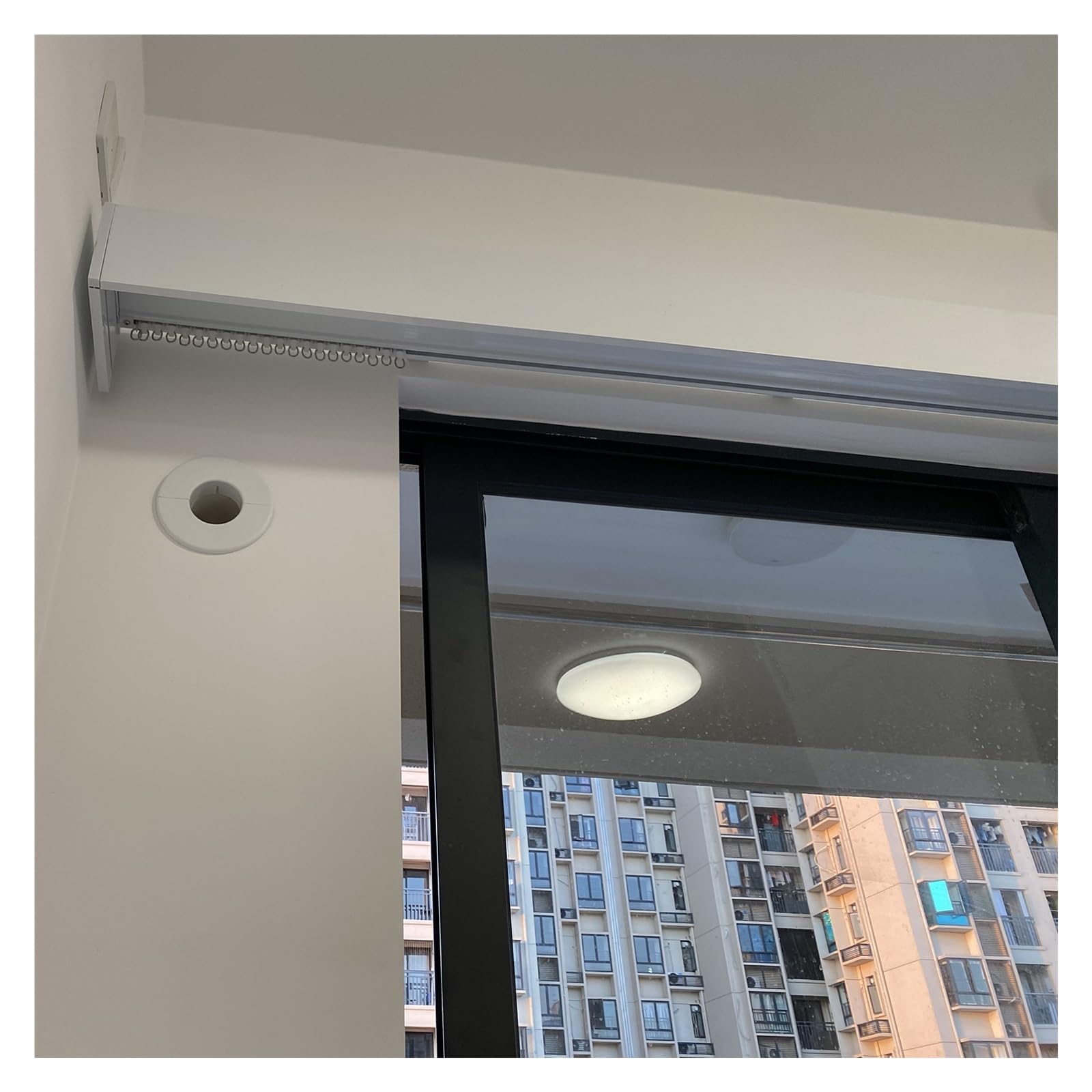rideau plafond/ rail rideau Boîte de couverture de tringle à rideau pour rail de rideau de mur/plafond, 1-9 M kit de cadre de boîte de cantonnière de fenêtre blanche pour rideaux en tulle(Ceiling moun