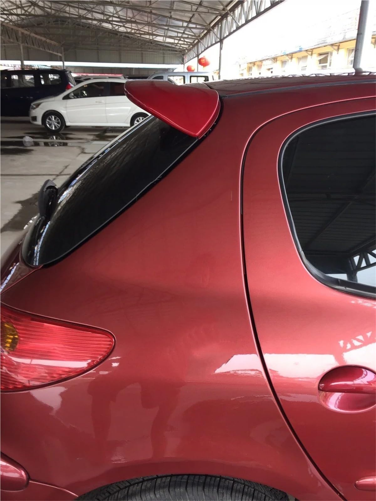 Spoiler Alettone Per Peugeot 206 2013 2014 2015 2016 2017 2018 Hatchback Posteriore Baule Cofano Tetto Spoiler Ali ABS Plastica Nero Carbonio Auto Esterno Tuning(Unpainted)