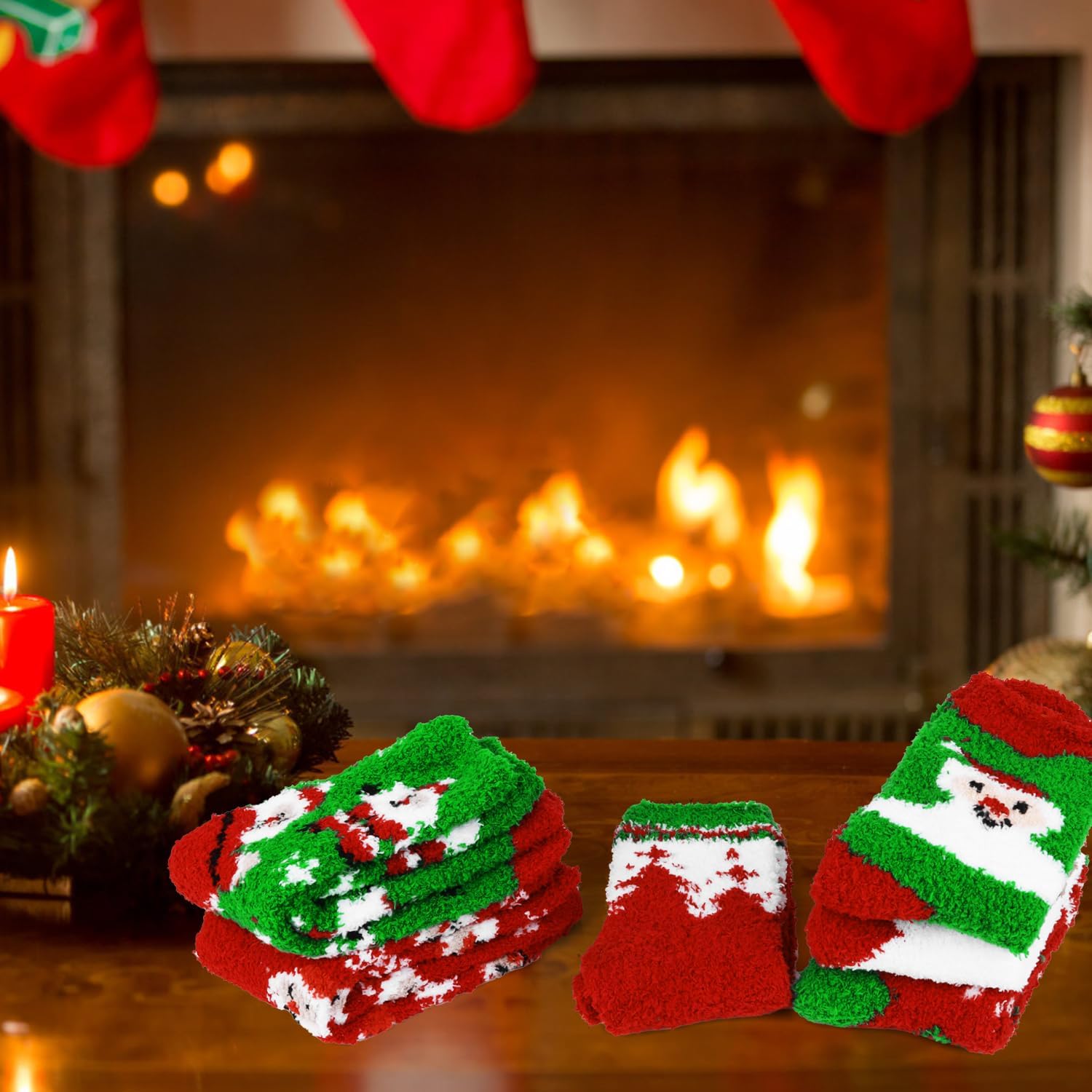Christmas Socks - 6 Pairs Adult Fuzzy Holiday Socks for Warm Winter - Image 7