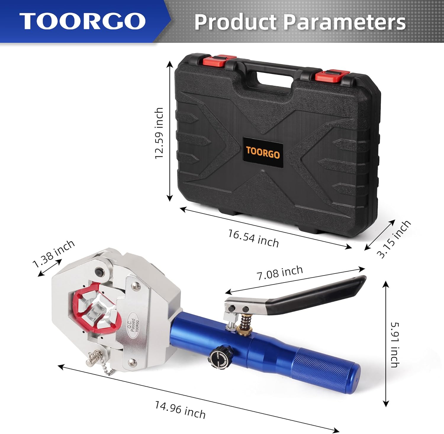 Hydraulic AC Hose Crimper Manual AC Hose Crimper Kit with 7 Dies, Handheld Air Conditioning Repair Crimping tool for AC and BH Fittings, Kydra-Krimp 71500, Blue