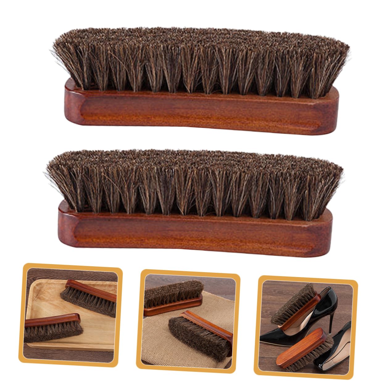10piezas Cepillo De Cerdas De Caballo Mango para Limpieza y Pulido De Zapatillas Cepillo Práctico y Conveniente para Cuidado De Calzado