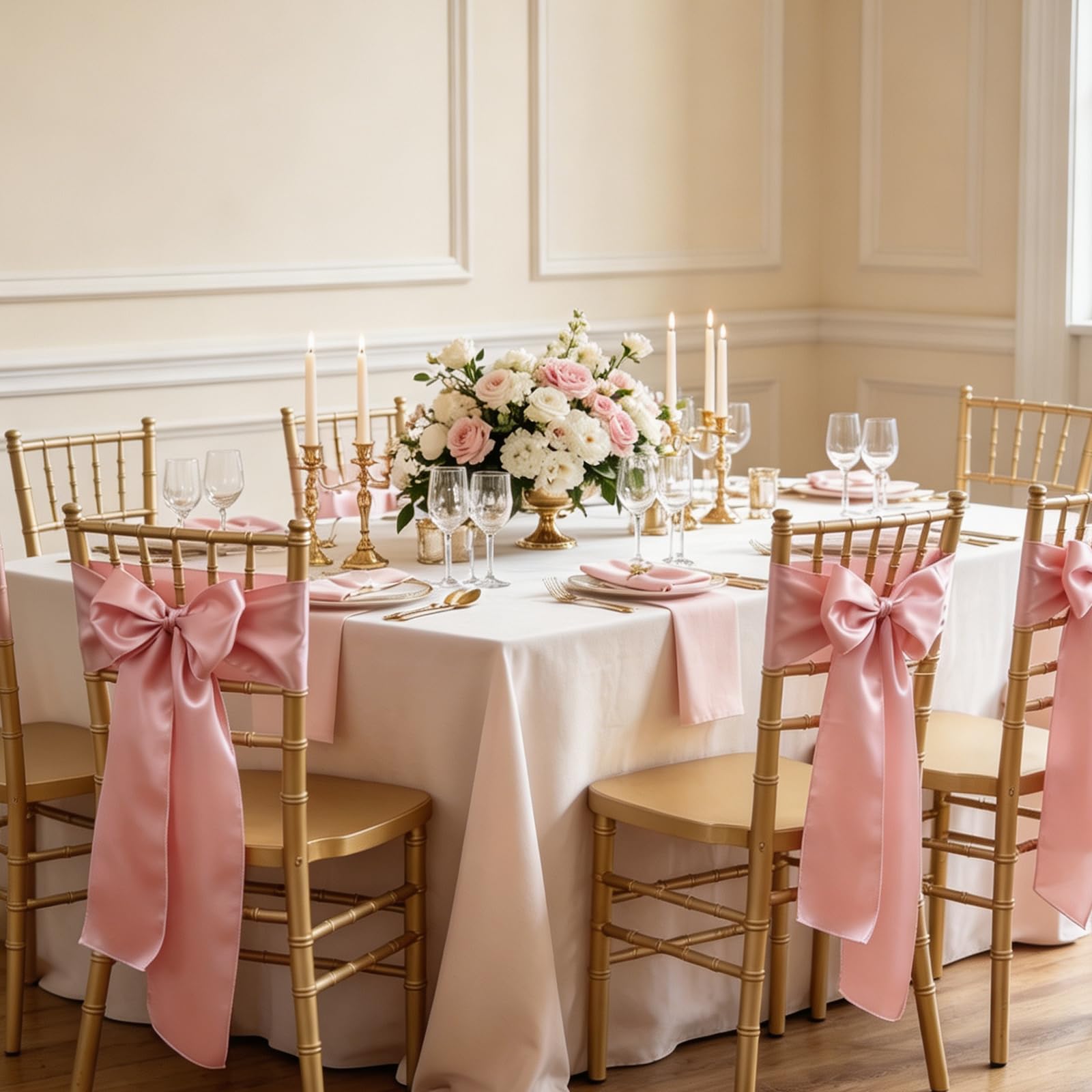 25 fiocchi per sedie, in raso, decorazione per sedie, per matrimoni