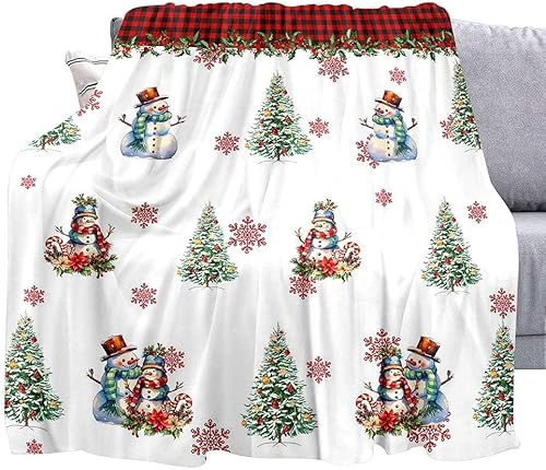 Vista 86 de LUVIVIHOME Manta de Feliz Navidad, bolas de Navidad azules doradas, manta de invierno con copos de nieve, manta individual, acogedora manta cálida