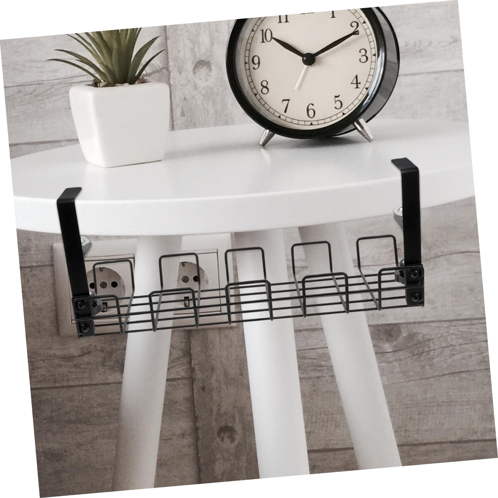 Organizador de Cables Negro Debajo del Escritorio de Acero al Carbono | Caja de 18 Unidades, para Dormitorio y Oficina, Instalación Sencilla y Gestión Ordenada