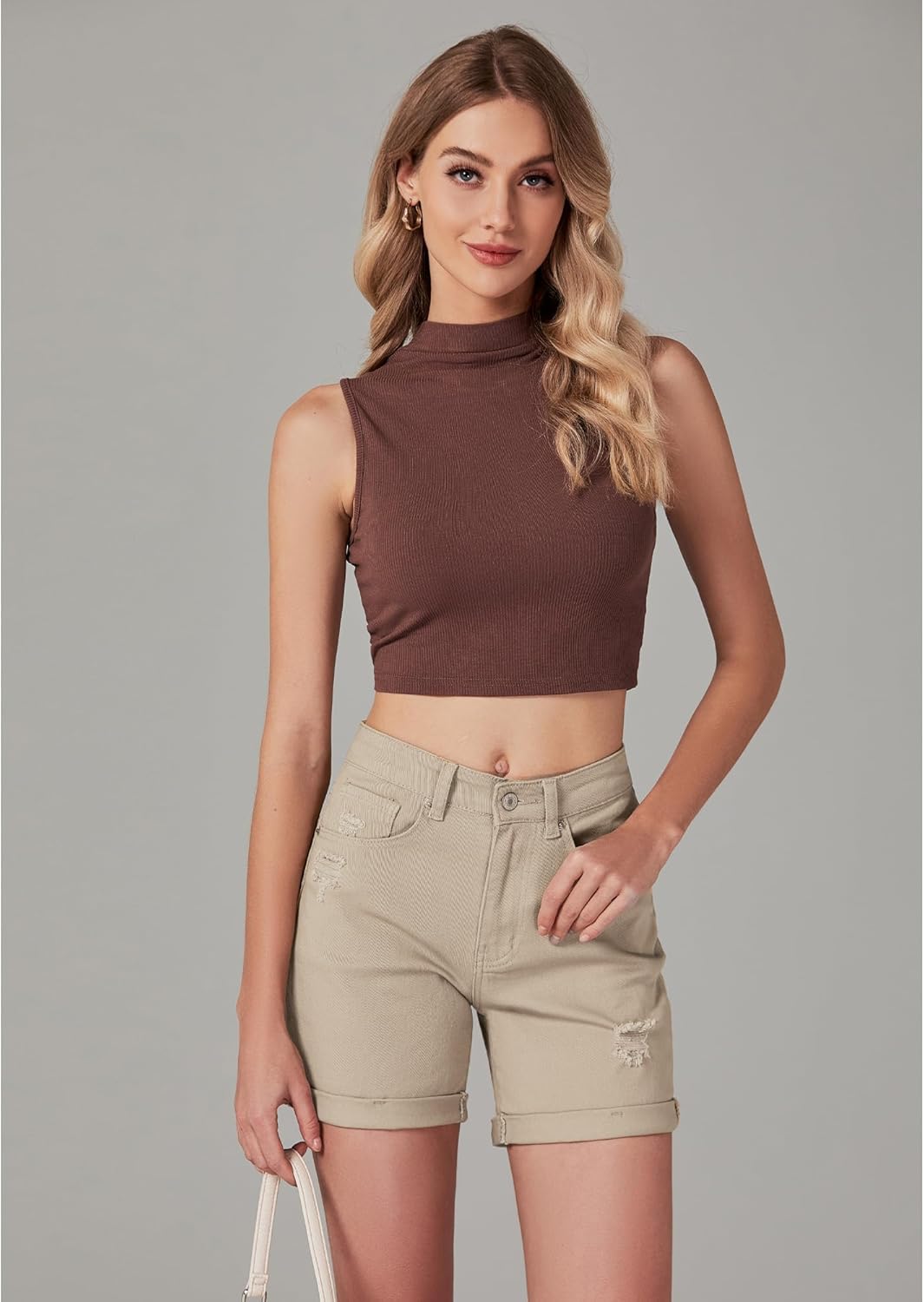 LookbookStore Jean Shorts Womens Stretchy High Waisted Ripped Denim Shorts with Pockets Trendy Distressed Cut Off Shorts - Image 6