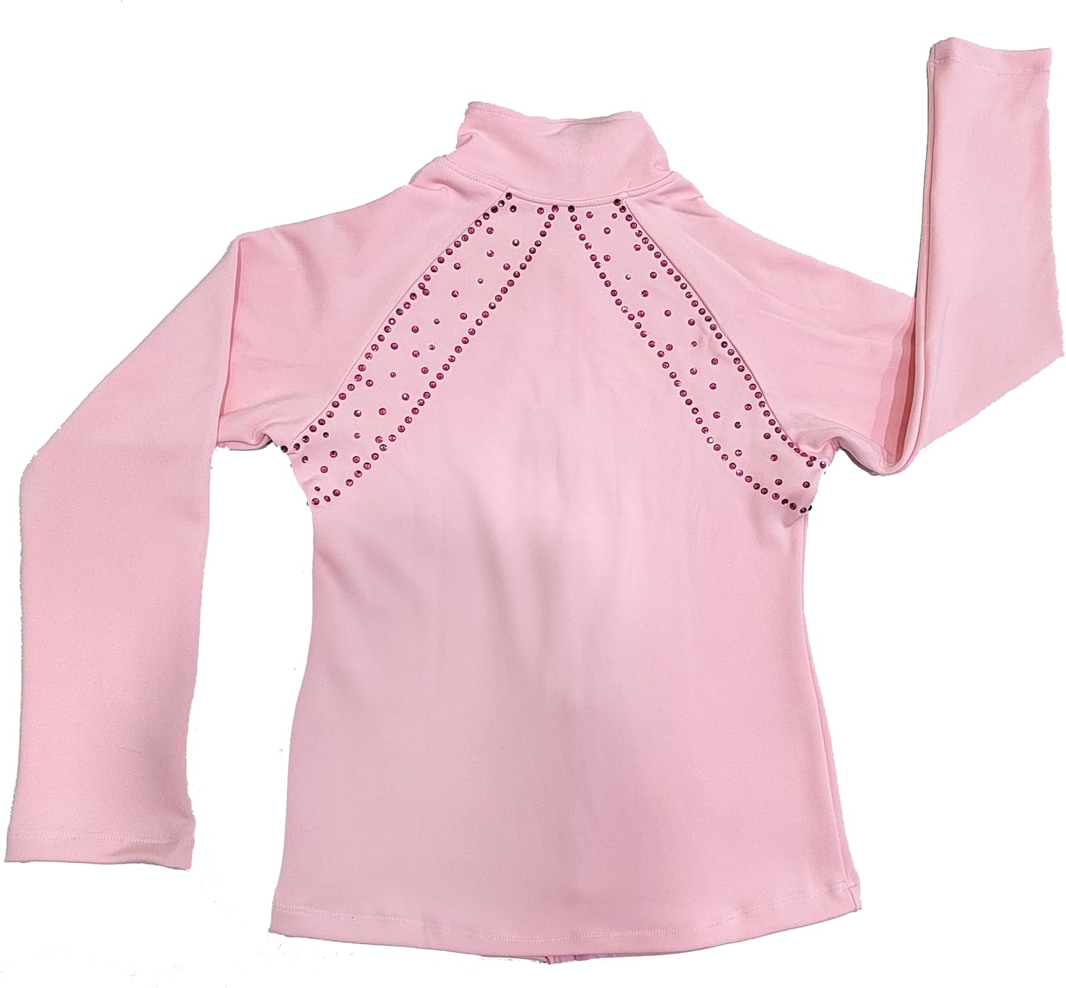 Girl's Ice Skating Training Jacket Plush Warm Thick Top with Rhinestone Decoration Skating Training Clothes