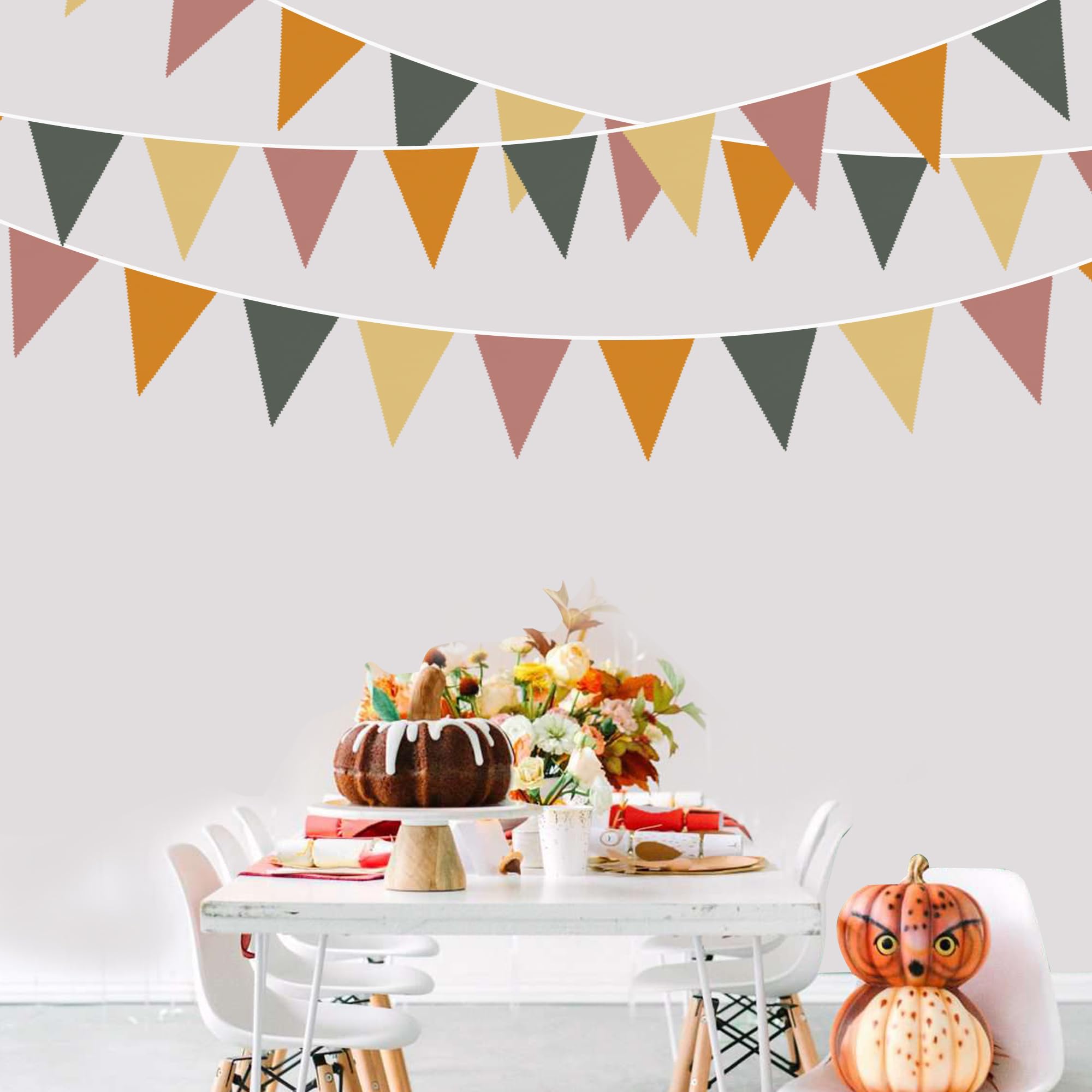 Wimpelkette für Herbstpartys, Retro, bunt, Stoff, Dreieck, Flagge, Wimpelkette, Girlande, Luftschlangen für Herbst, Geburtstag, Babyparty, Herbst, Erntedankfest, Outdoor, Garten, Party, Dekoration, 90