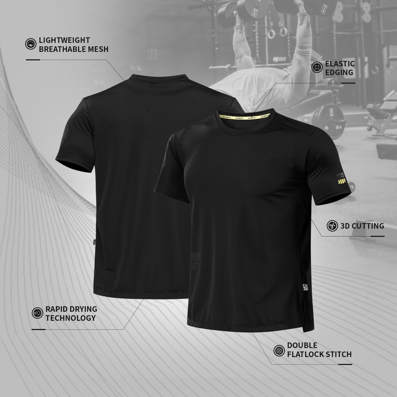Gym Shirts Men,Professional Quick Dry Workout Shirts Men,Suitable for Bodybuilding Work - Image 2