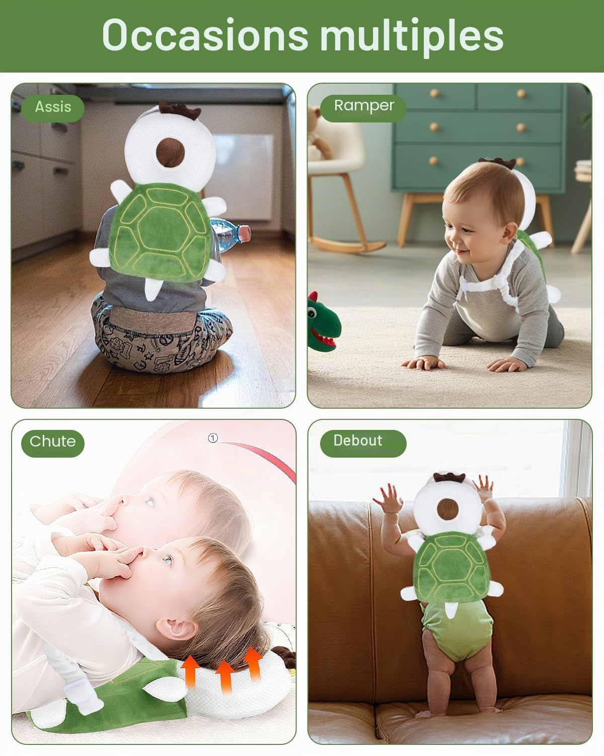Coussin de Protection de Tête de Bébé Anti Chute, Réglable Casque Anti Choc, Oreiller Soutien 4-24 mois