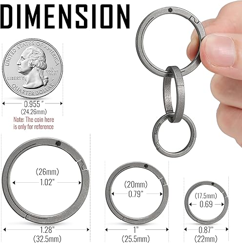 Miniatura 5 de KeyUnity Llavero de titanio con empuje lateral, de liberación rápida, minimalista, para mosquetón, llaves de coche y llaves del hogar