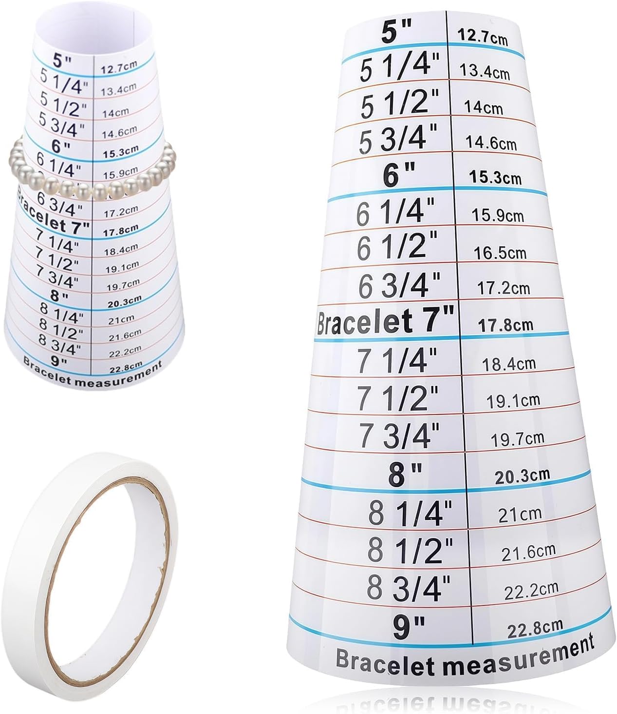 Bracelet Mandrel,Bracelet Sizer Measuring Tool,Adjustable 5 to 9 Inch Plastic Jewelry Sizing Tool with Adhesive Tape for Precise Bracelet, Bangle, and Beaded Jewelry Crafting at Home