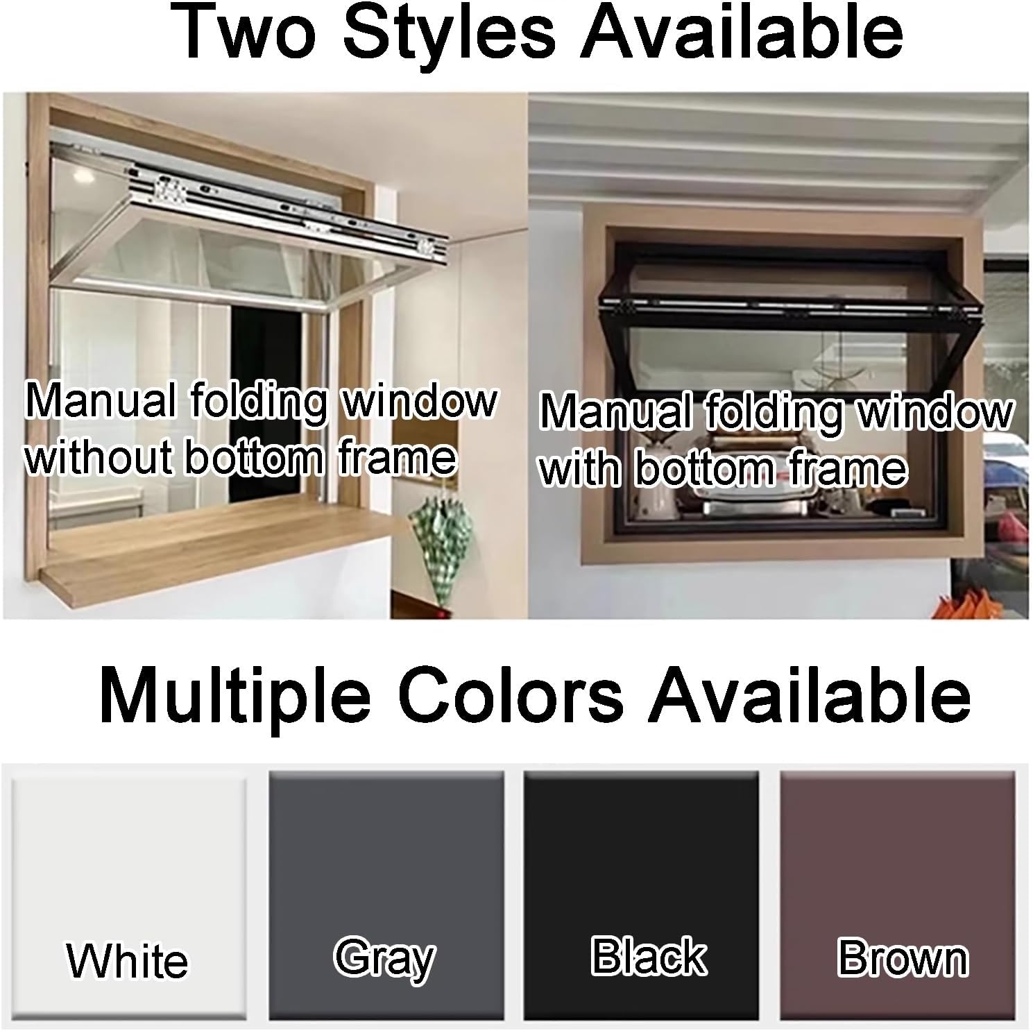 Folding Concession Serving Window with Glass & Lock – 70°Opening Vertical Sliding Double Hung Aluminum Frame Window for Food Truck, Business Kitchen Use(40x40in/102x102cm)