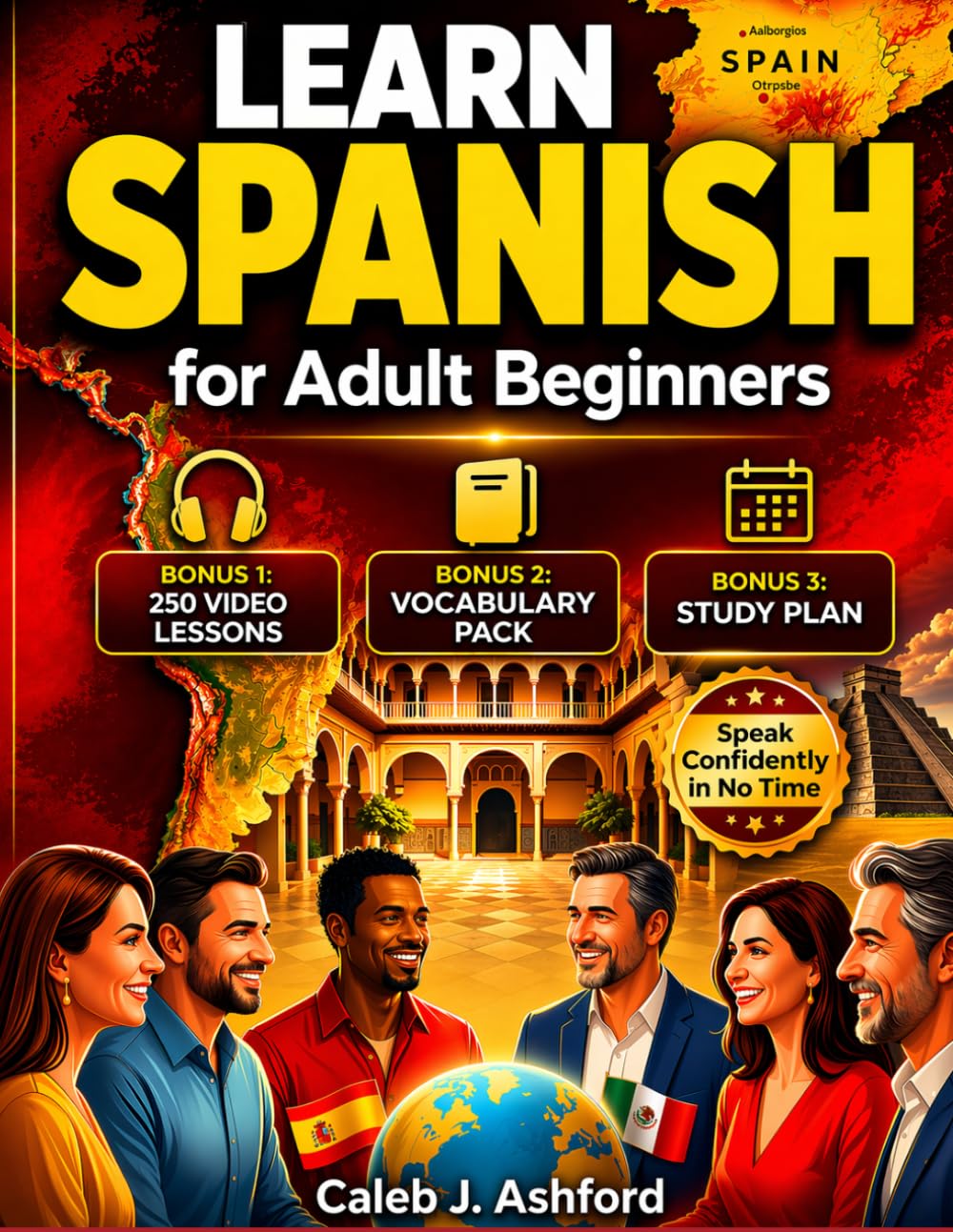 Learn Spanish for Adult Beginners: The Complete Workbook to Speak Confidently in No Time | 15-Minute Daily Lessons, Simple Grammar, Short Stories & Useful Vocabulary + Audio Bonus