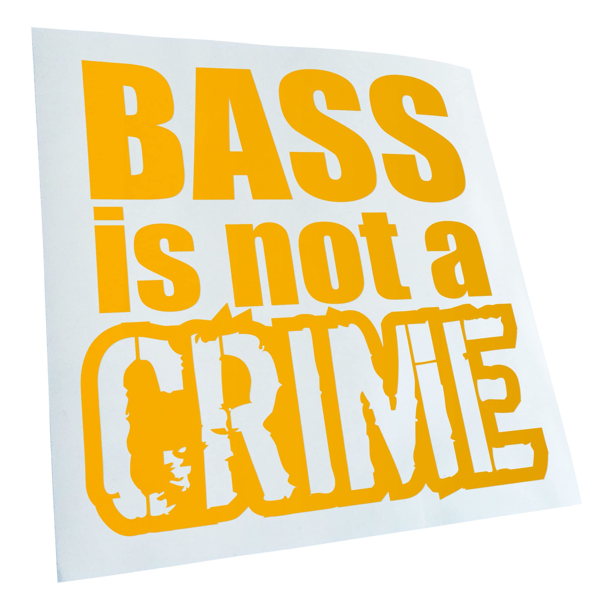 Kiwistar - Car Sticker - Bass is not a Crime - Yellow - 24 x 24 cm - Rear Window Car Sticker Weatherproof for Car Truck Moped Truck - Sticker Exterior Self-Adhesive Tuning Accessories for Window