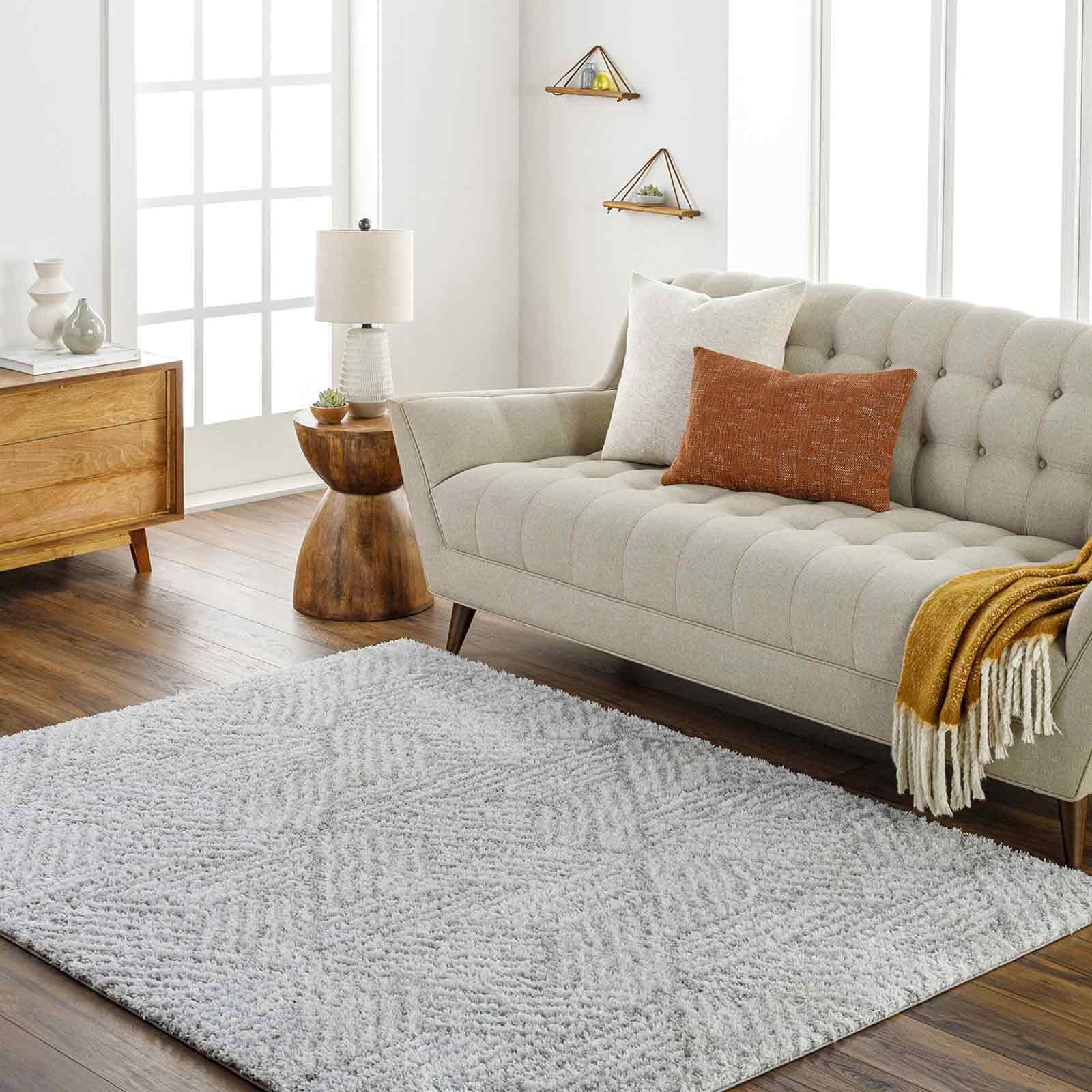 Livabliss Cloudy Shaggy-Geometric Beige Grey Soft Plush Pile Living Bedroom Rug 200 X 275 Cm Easy CareNon Shedding from B&Q