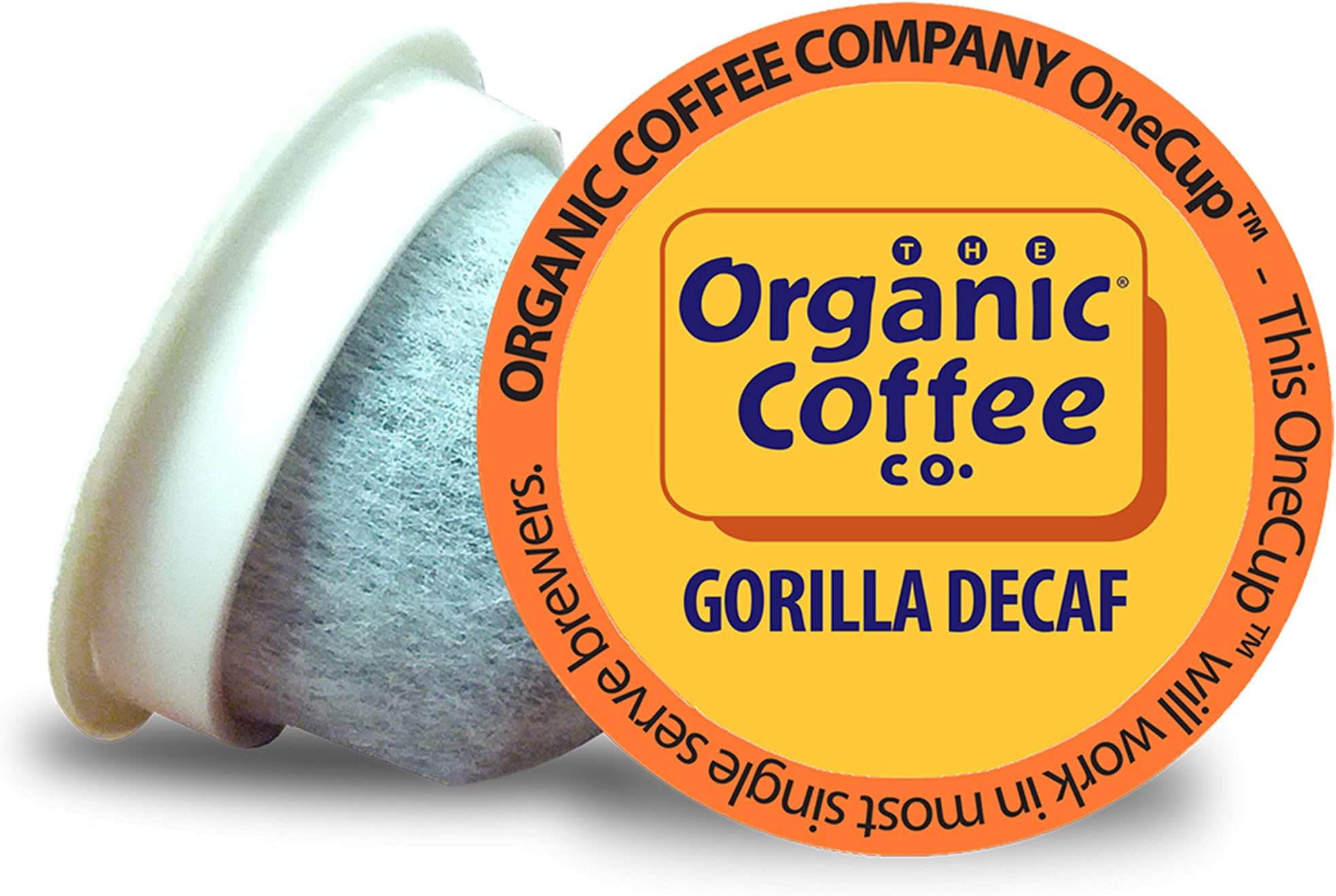 Gorilla Decaf Coffee | The Organic Coffee Co Onecup Single Serve Coffee Pods (72 Count)